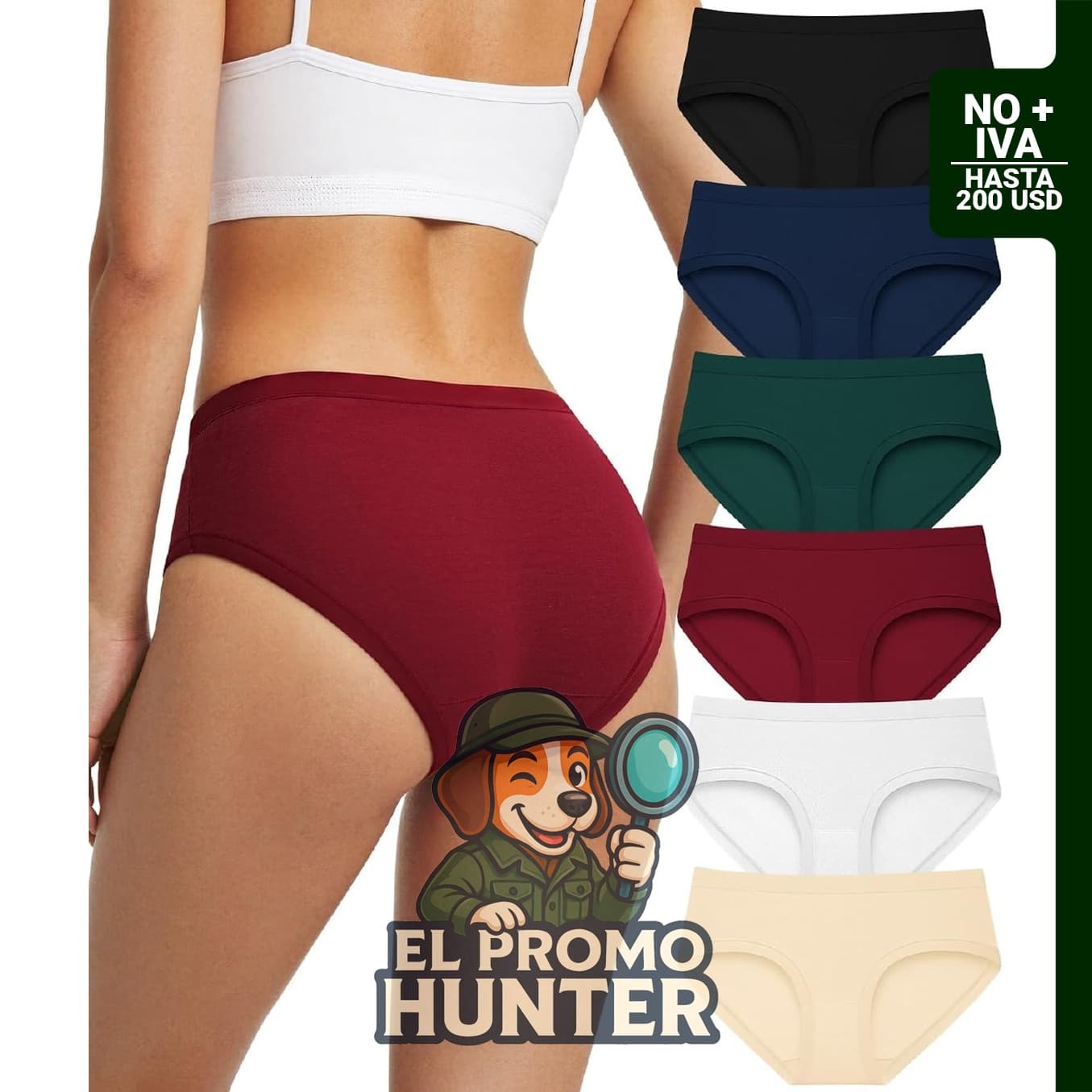Ropa interior de algodón para mujer, calzoncillos hipster de cintura baja, paquete de 6.