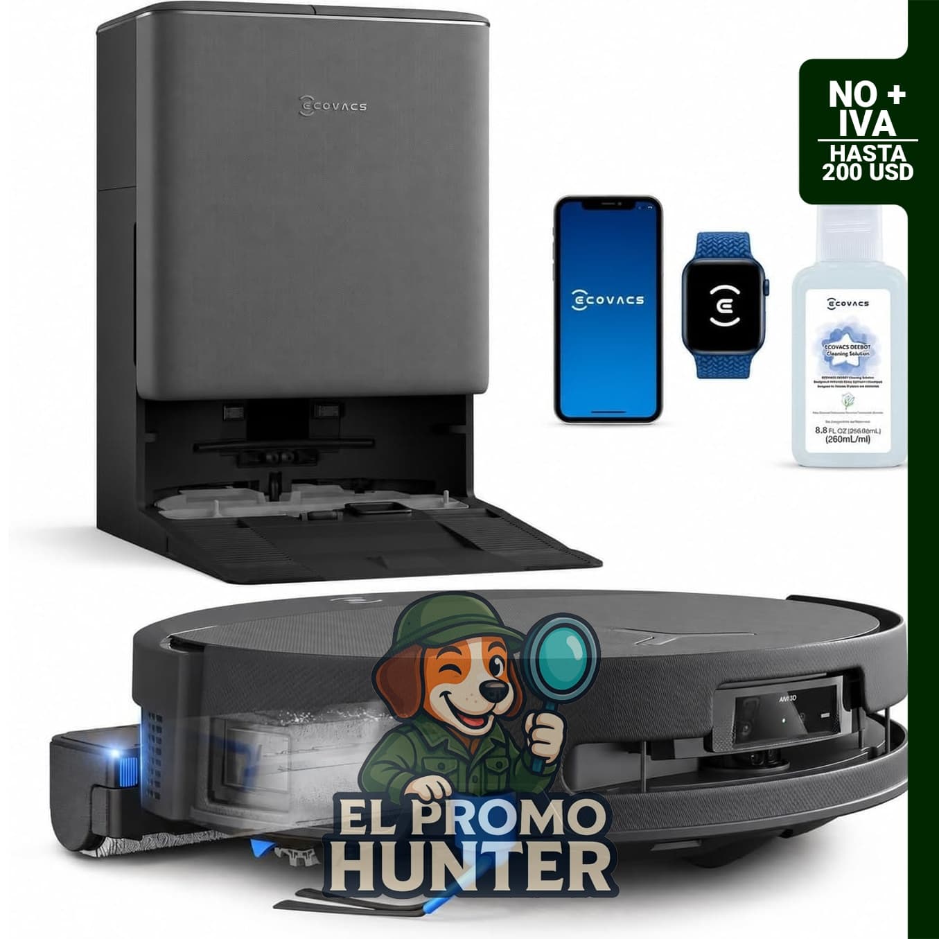 ECOVACS DEEBOT T90 PRO Omni Robot Aspiradora y Trapeador, 30000Pa.