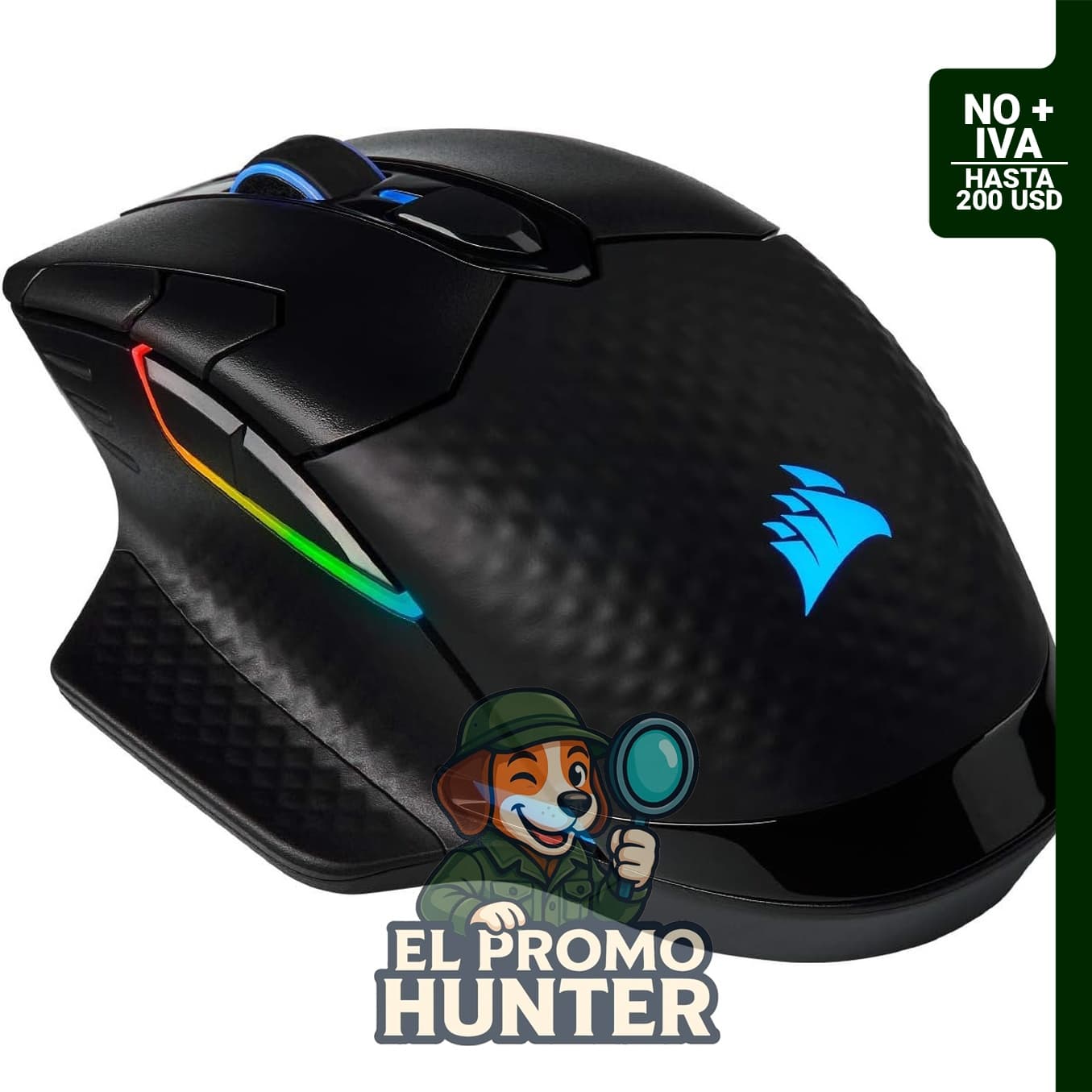 Corsair Dark CORE RGB PRO - Mouse para juegos inalámbrico y con cable, 18,000 DPI, 8 botones programables.