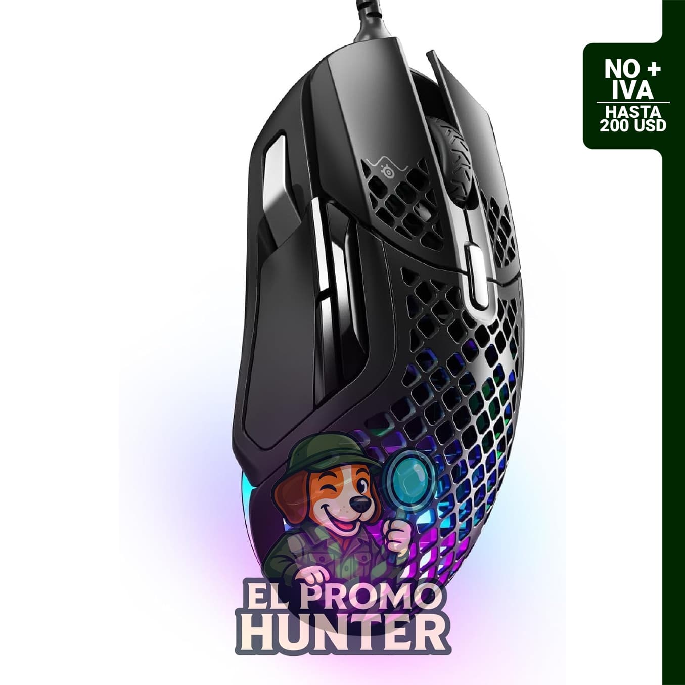 SteelSeries Aerox 5 - Ratón gaming RGB con diseño ultraligero y sensor óptico TrueMove Air de 18K DPI.