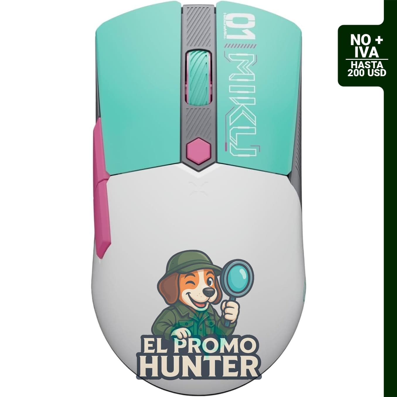 ASUS TUF Gaming Hatsune Miku Edición Mini Ratón Inalámbrico, 65g, conectividad tri-modo, 12K DPI, hasta 134 horas de batería.