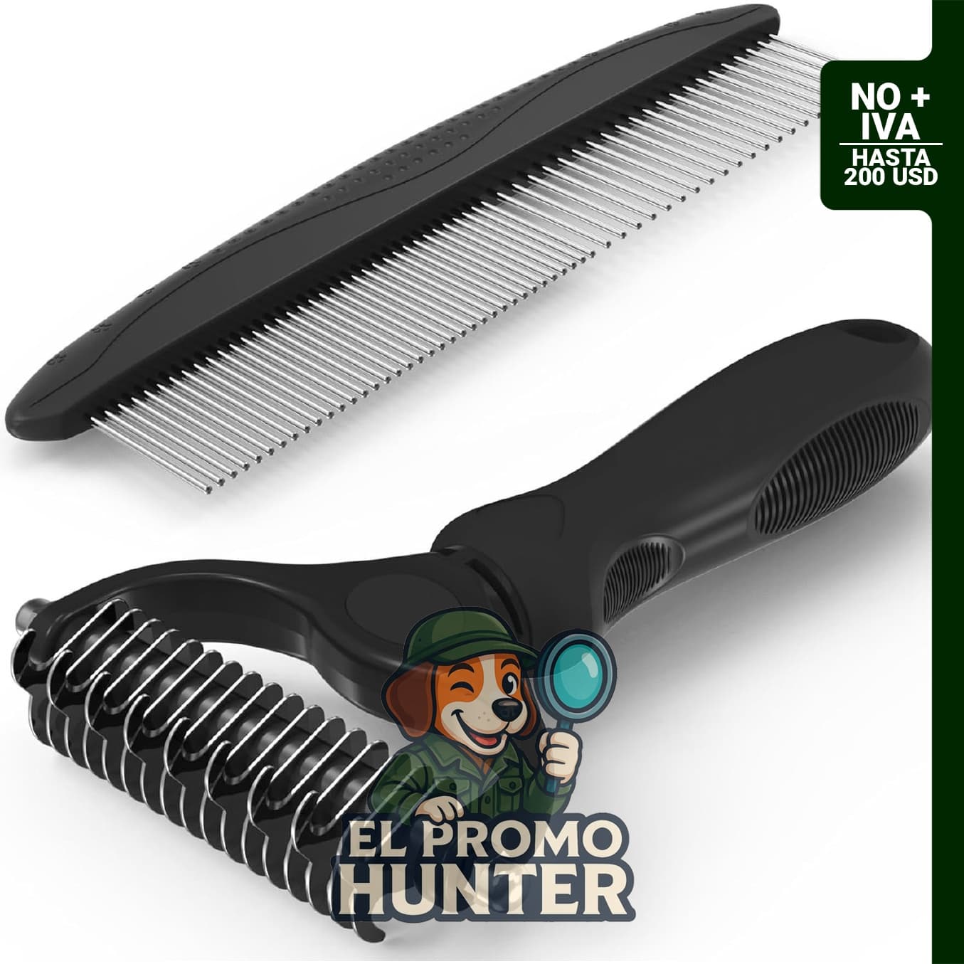 Cepillo de aseo HFLYJPYW para mascotas, incluye peine de metal y rastrillo para quitar pelos.