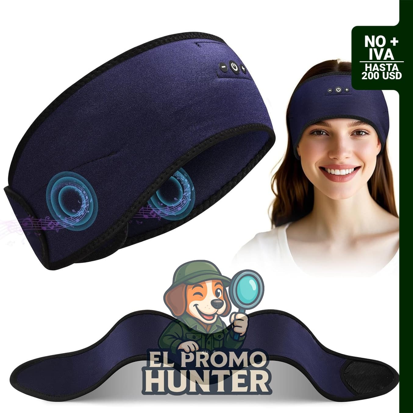 Diadema Bluetooth para dormir, con gancho y bucle ajustable, unisex, color morado.