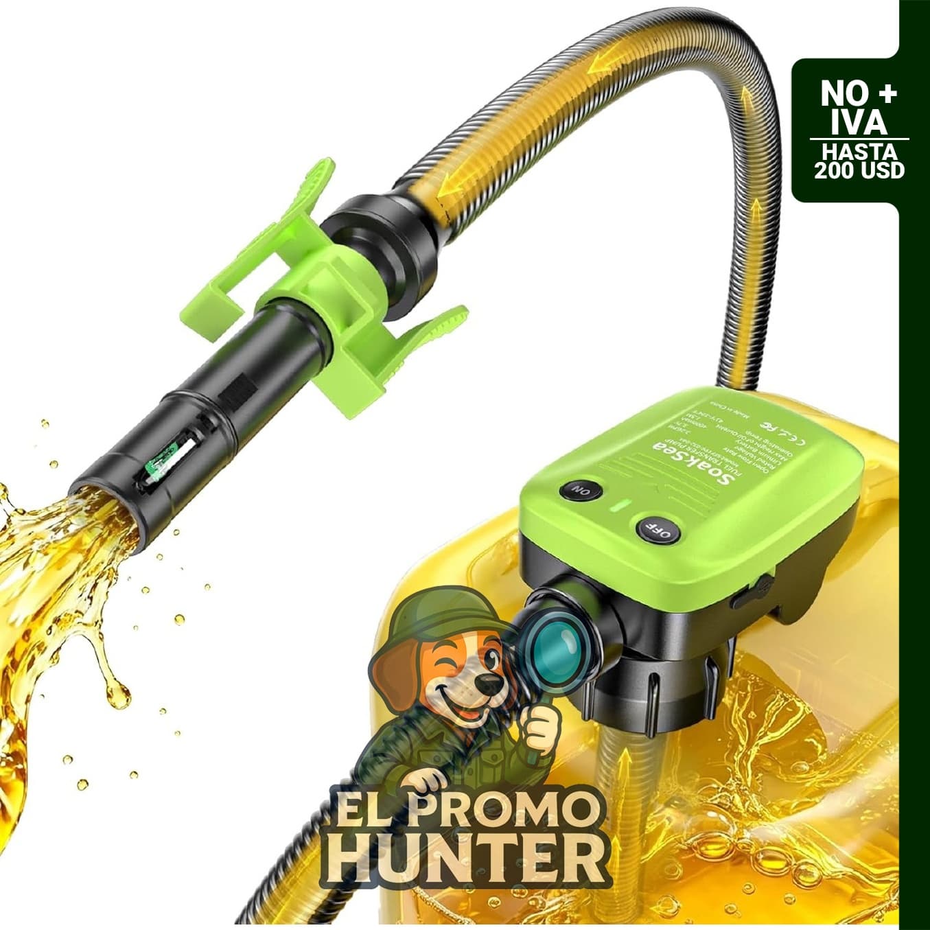 Bomba de transferencia de combustible portátil, sin necesidad de batería.