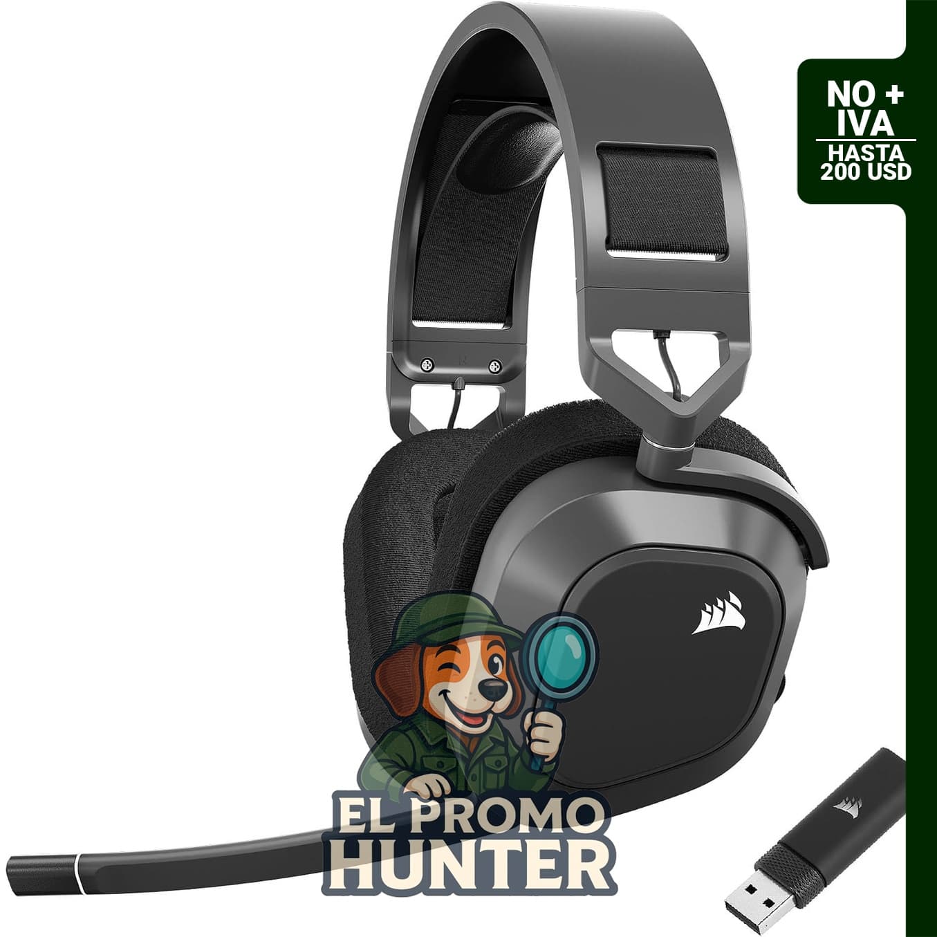 Corsair HS80 MAX Auriculares inalámbricos para juegos con Bluetooth, Dolby Atmos y micrófono de calidad de transmisión.