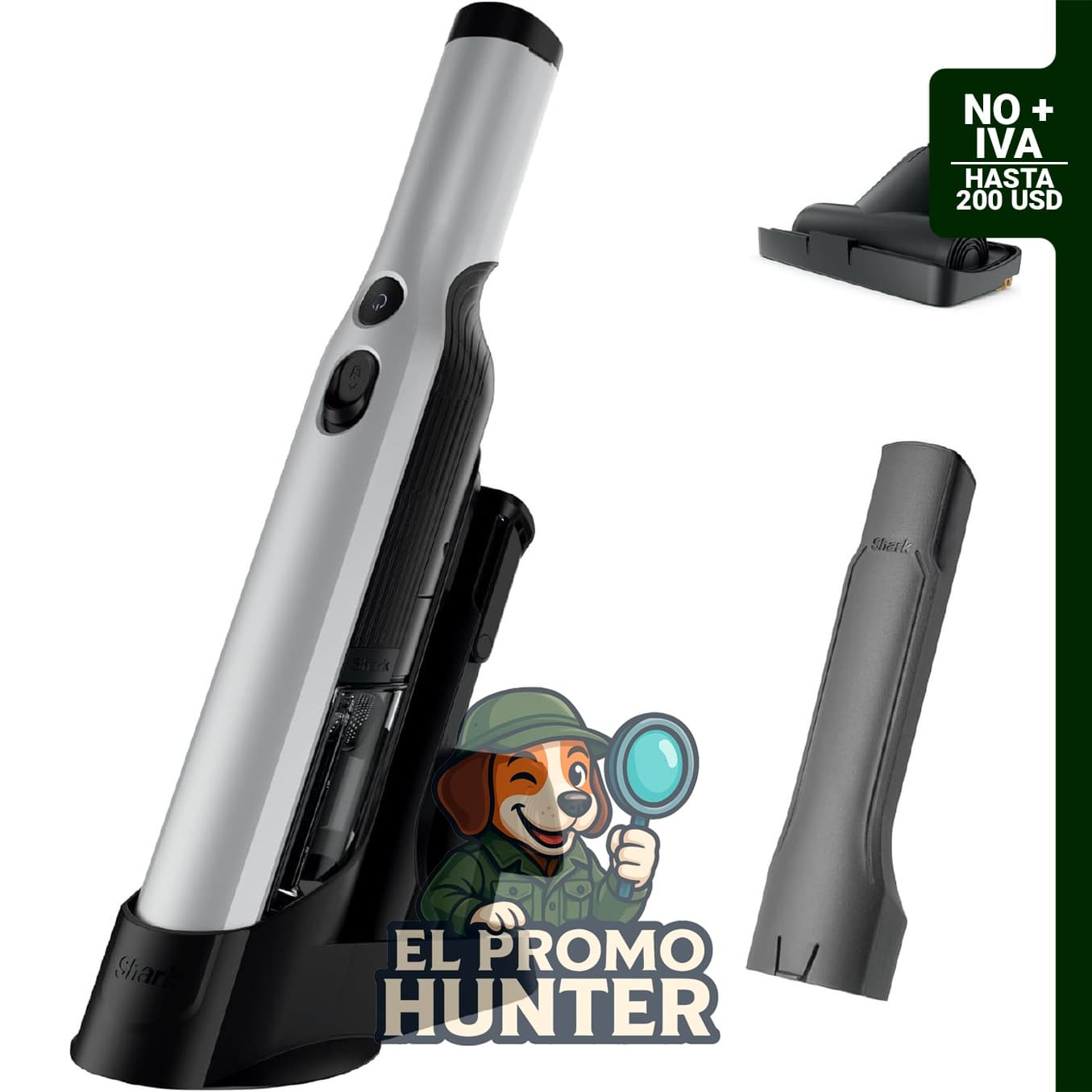 Shark WANDVAC, aspiradora de mano inalámbrica de 1.4 lb (0.64 kg) con potente succión y base de carga.