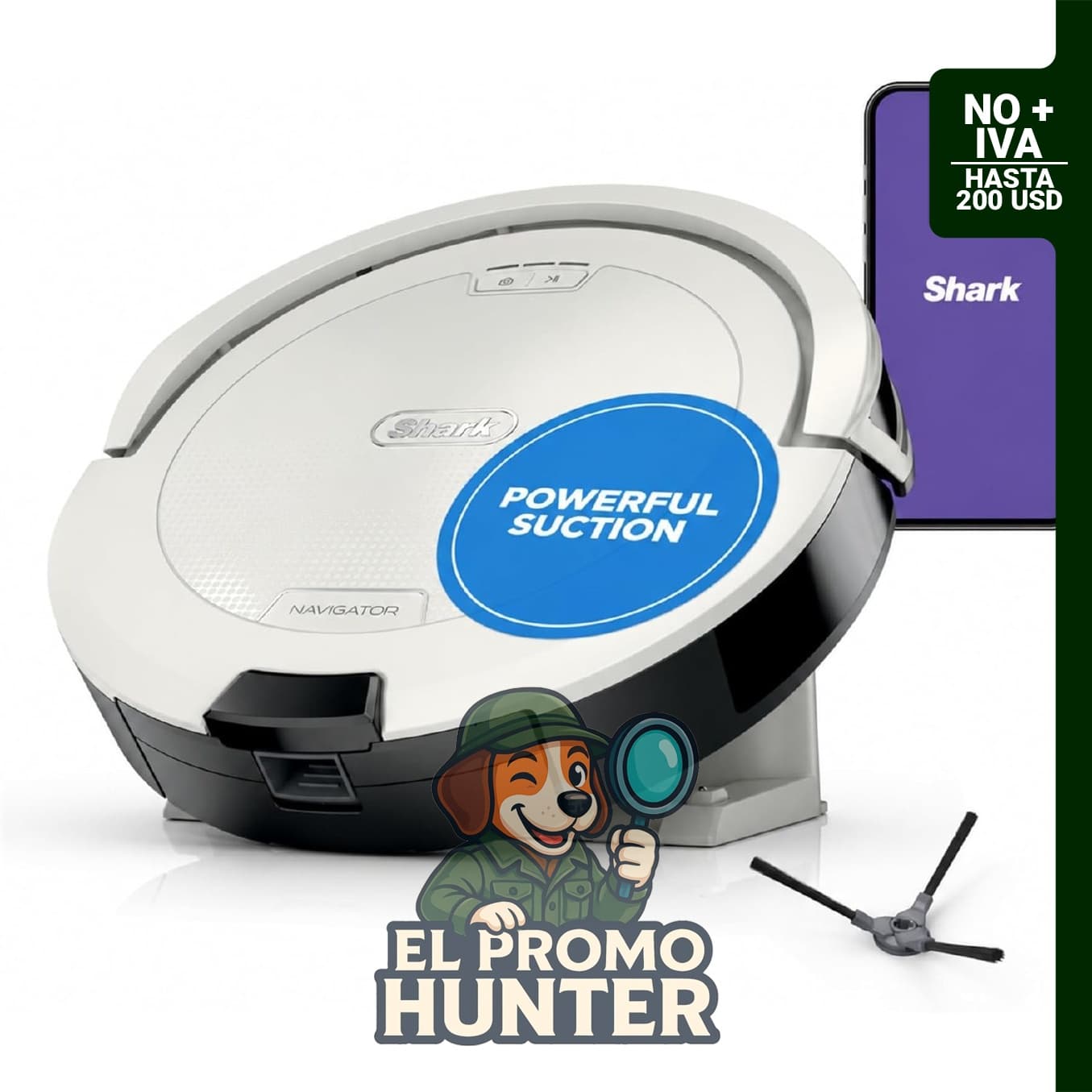 Aspiradora robot Shark Navigator AV2120 con navegación SmartPath y cepillo autolimpiable.