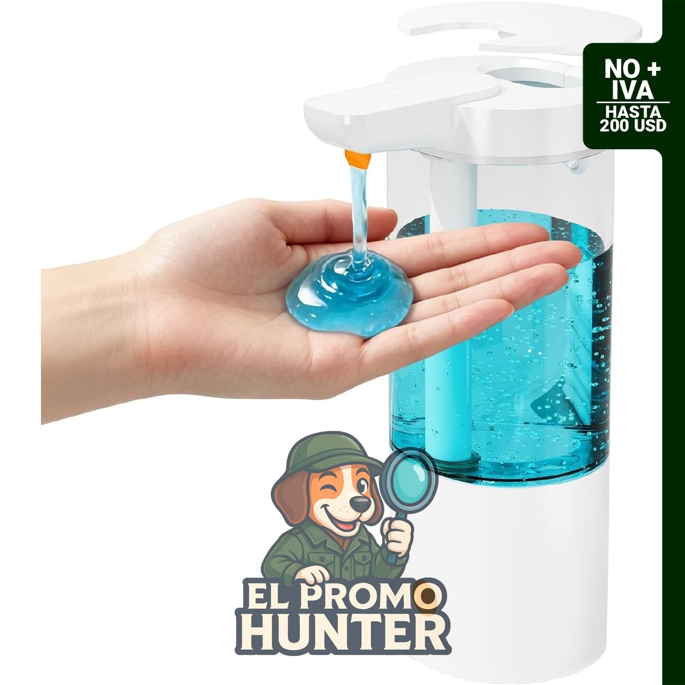 Dispensador automático de jabón líquido sin contacto 400 mL, color naranja.