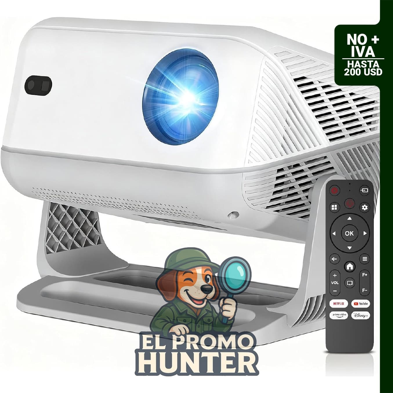 Proyector 4K inteligente con Wifi y Bluetooth.
