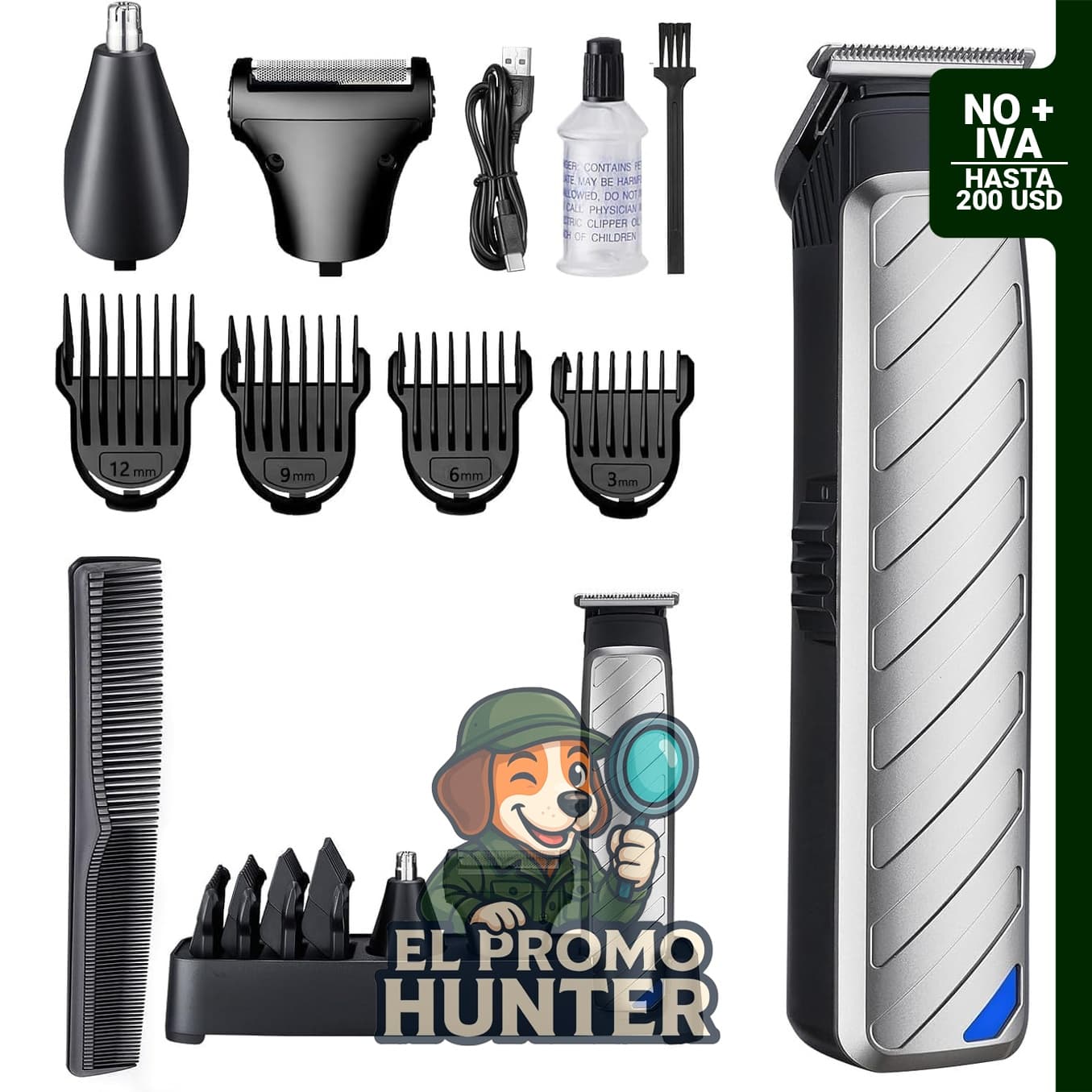 Cortadora de barba para hombres, kit de cuidado 3 en 1.