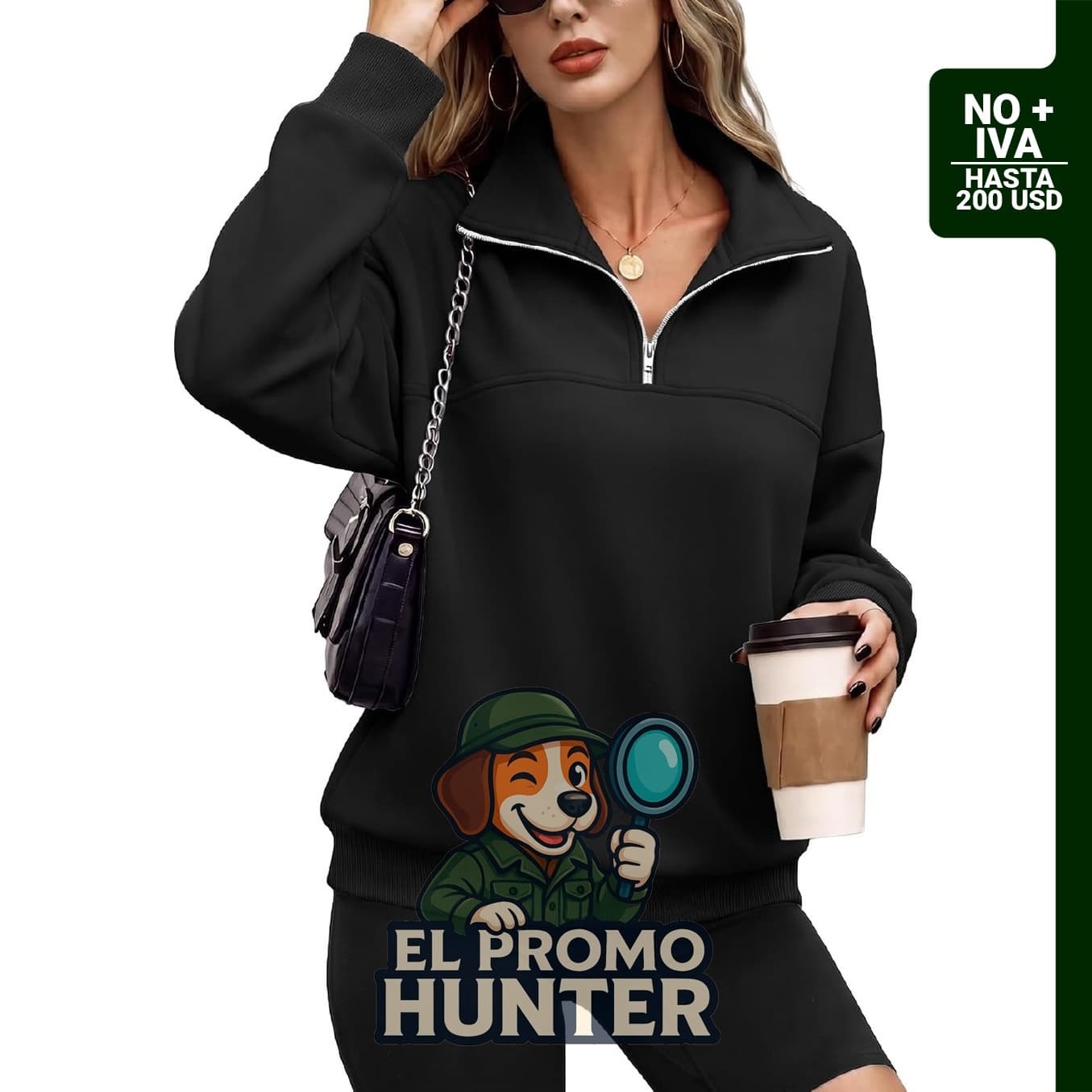 Sudadera Rexley para mujer con media cremallera y forro polar.