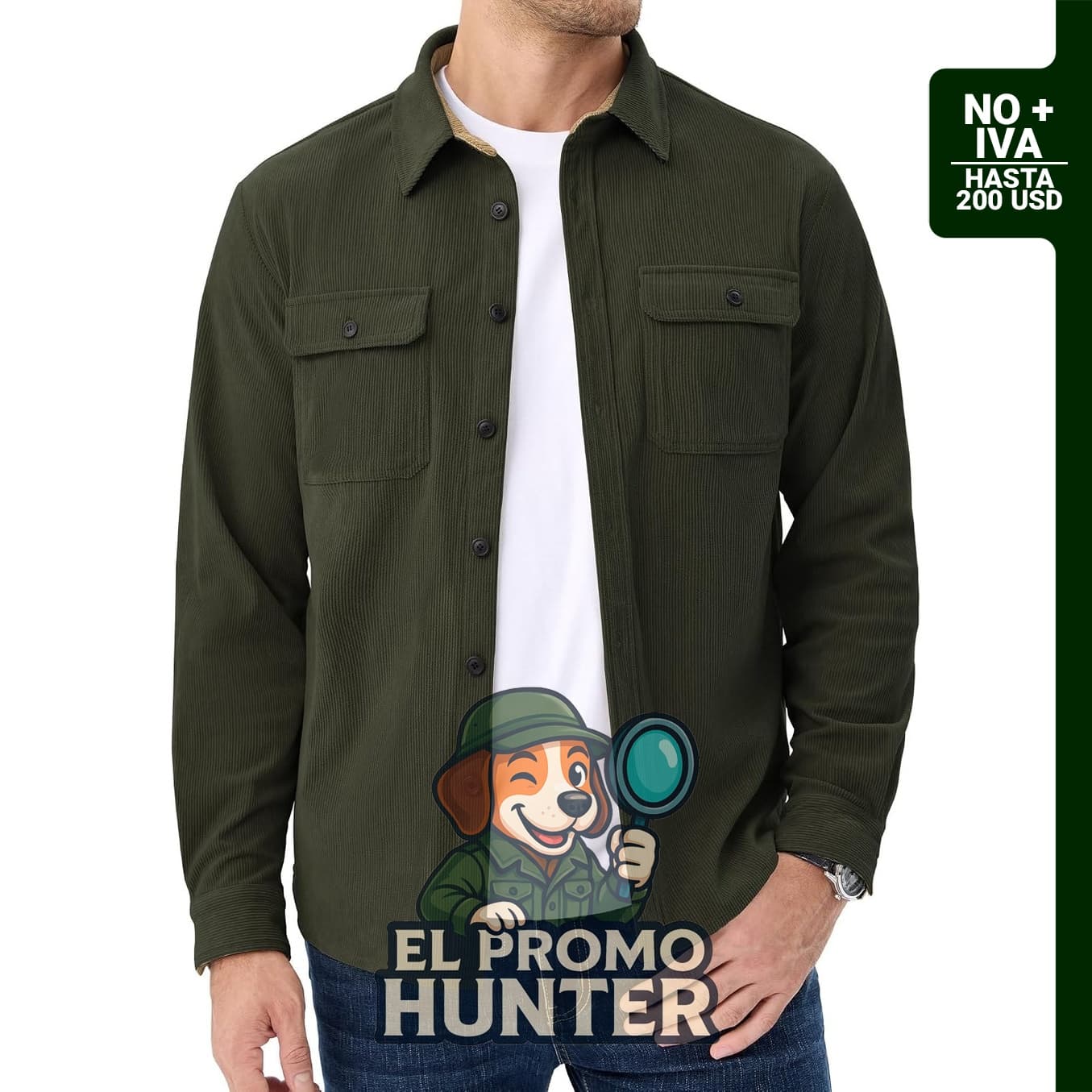 Ntrlv Camisa de pana para hombre, manga larga, con botones.