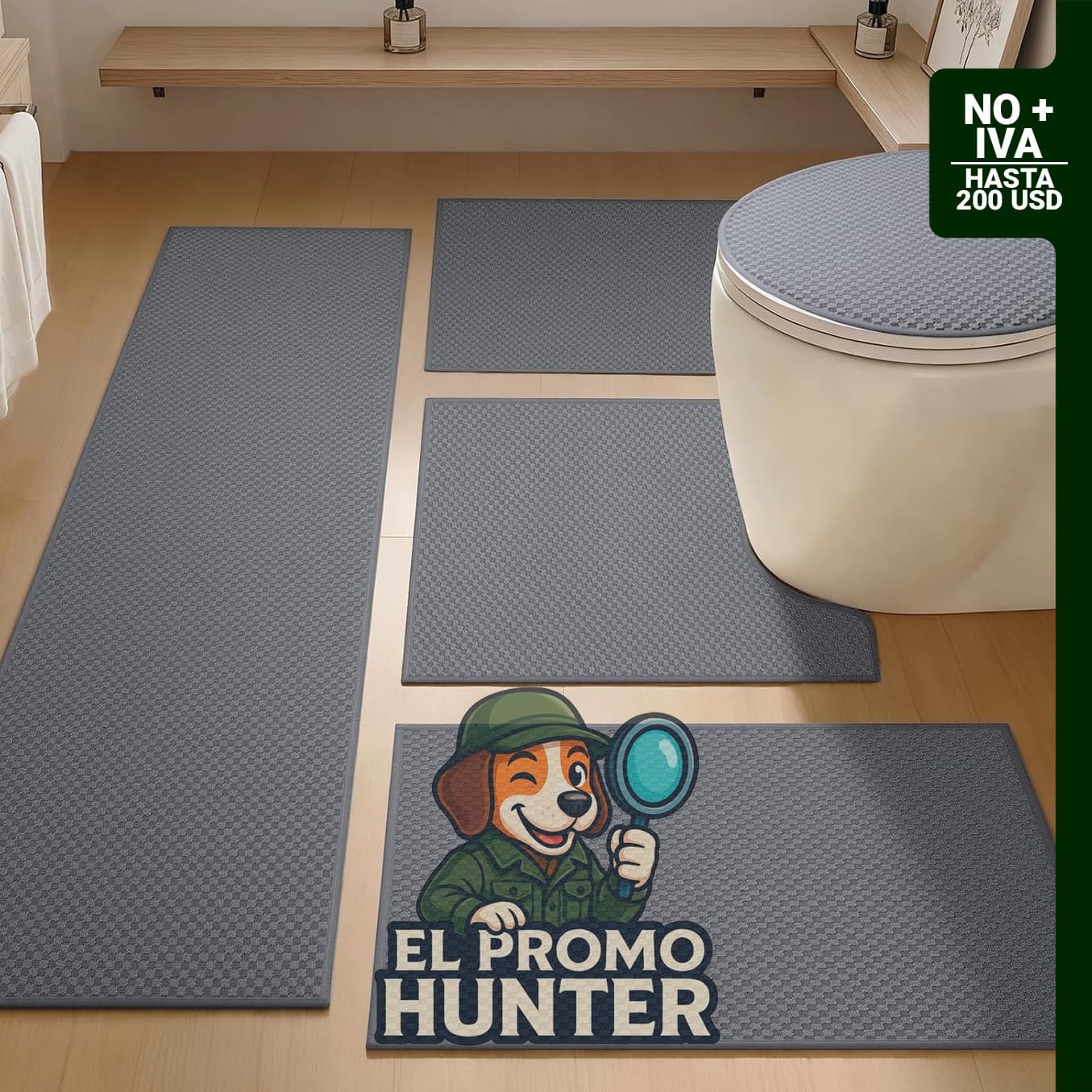 Juego de 5 alfombras de baño YIHOUSE, antideslizantes y lavables, con tapete para inodoro.