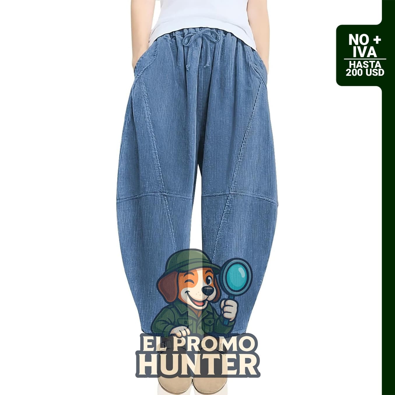 Pantalones harén de pana para mujer, con cintura elástica y pierna ancha, incluye bolsillos.