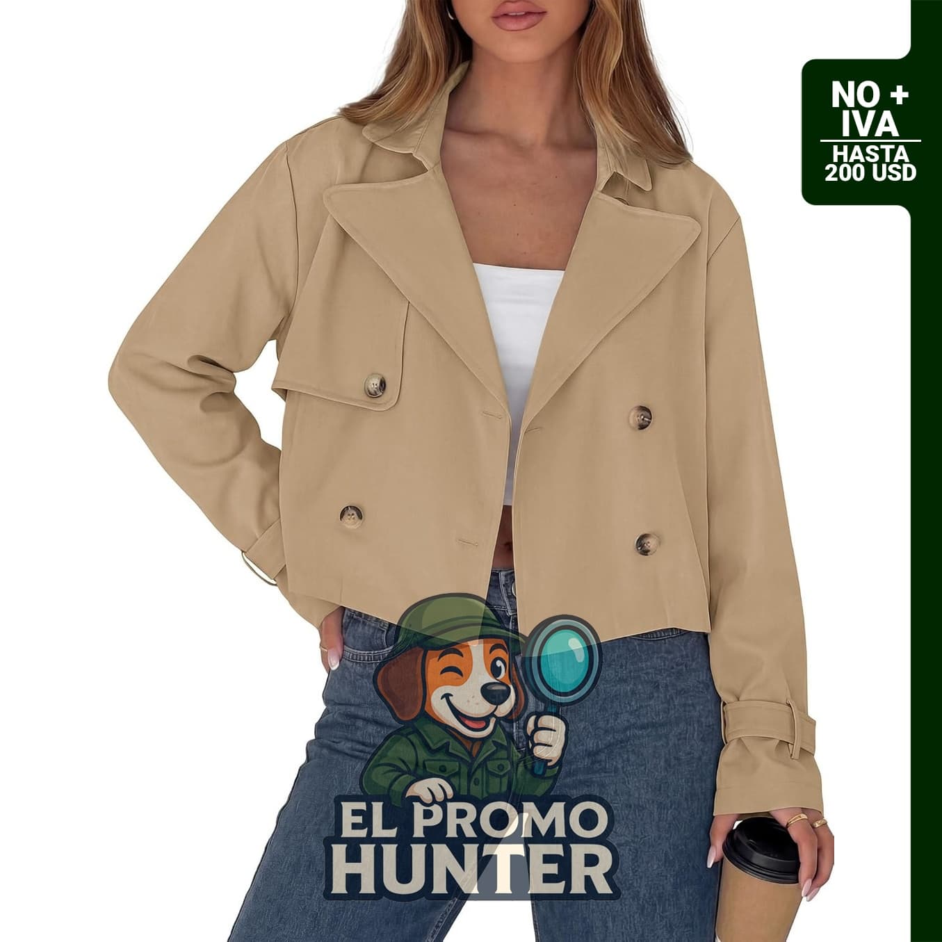 PRETTYGARDEN Gabardina recortada para mujer, chaqueta corta.
