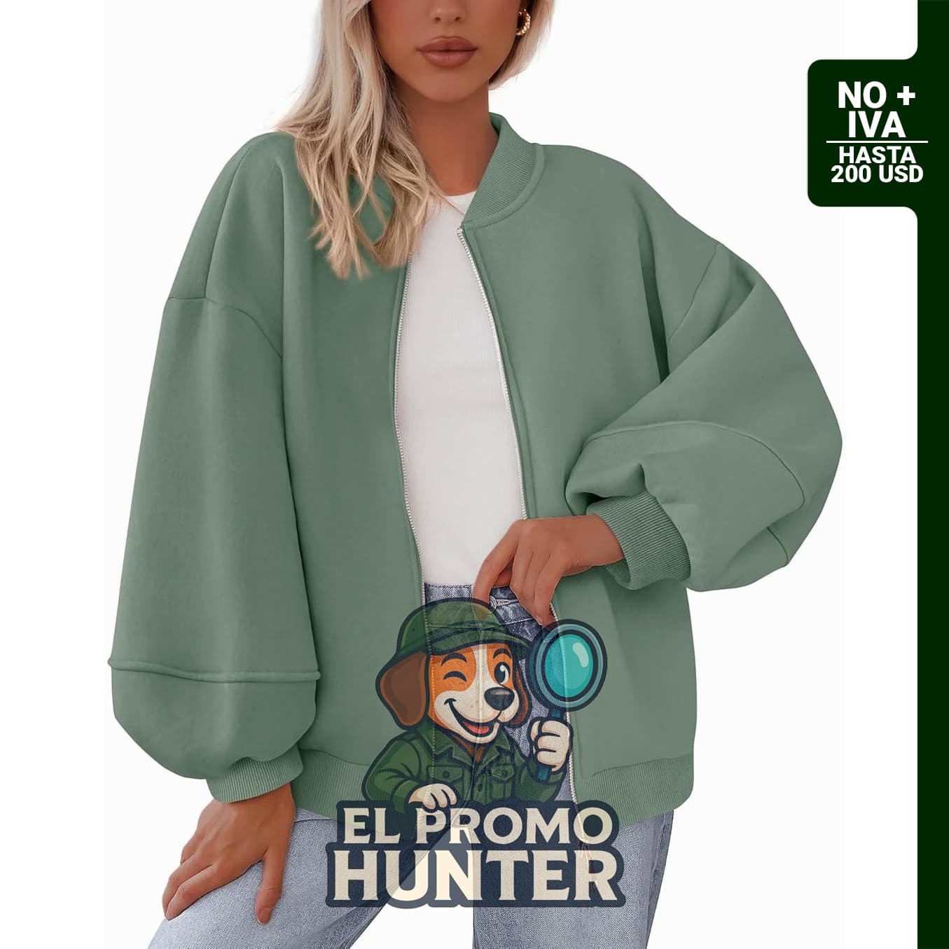 KIRUNDO Sudadera de gran tamaño para mujer, chaqueta bomber con cremallera.