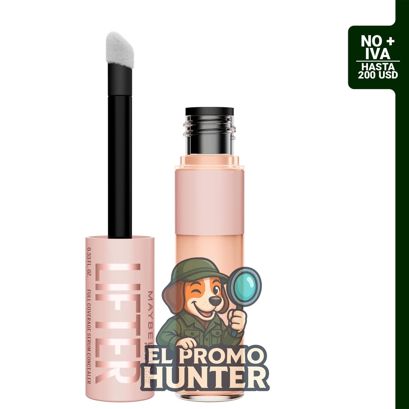 Maybelline Corrector de suero Lifter, corrector con 2% de péptidos y cafeína, 1 unidad.