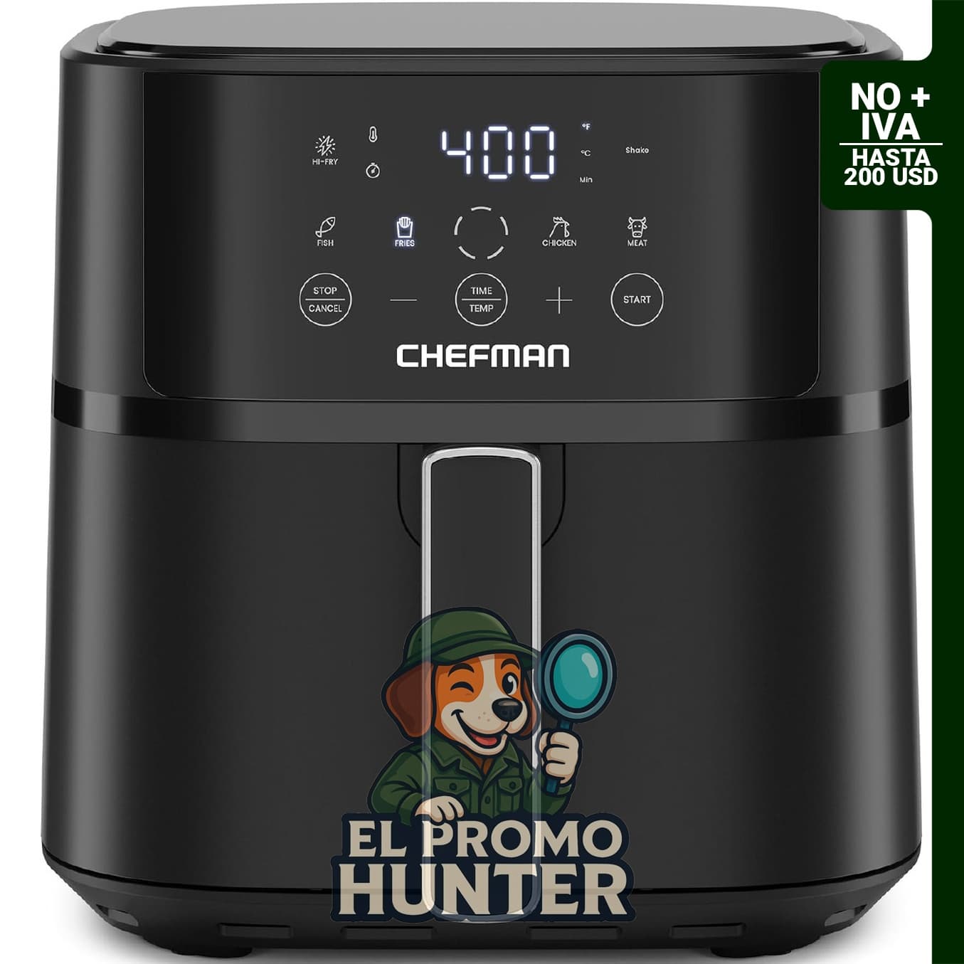Chefman Freidora de aire de 6 QT, compacta, con tecnología Hi-Fry y controles táctiles.