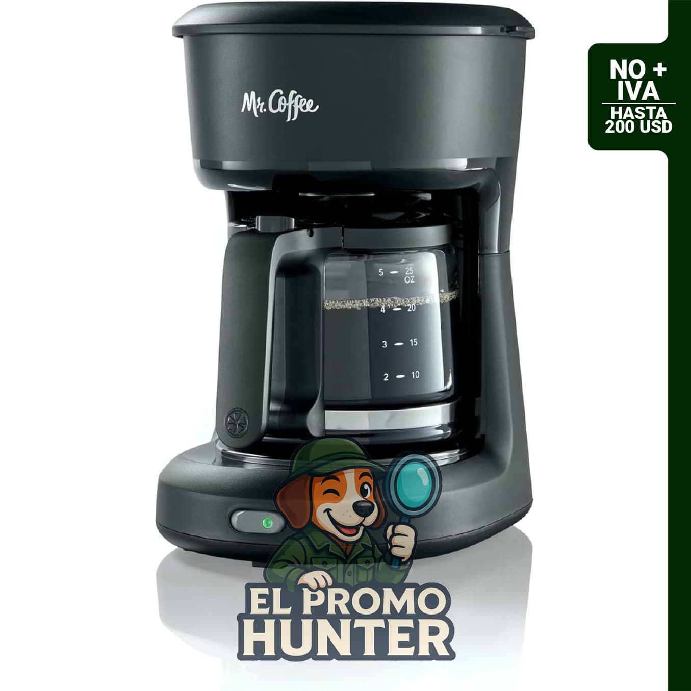Mr. Coffee® Mini cafetera de 5 tazas, color negro.