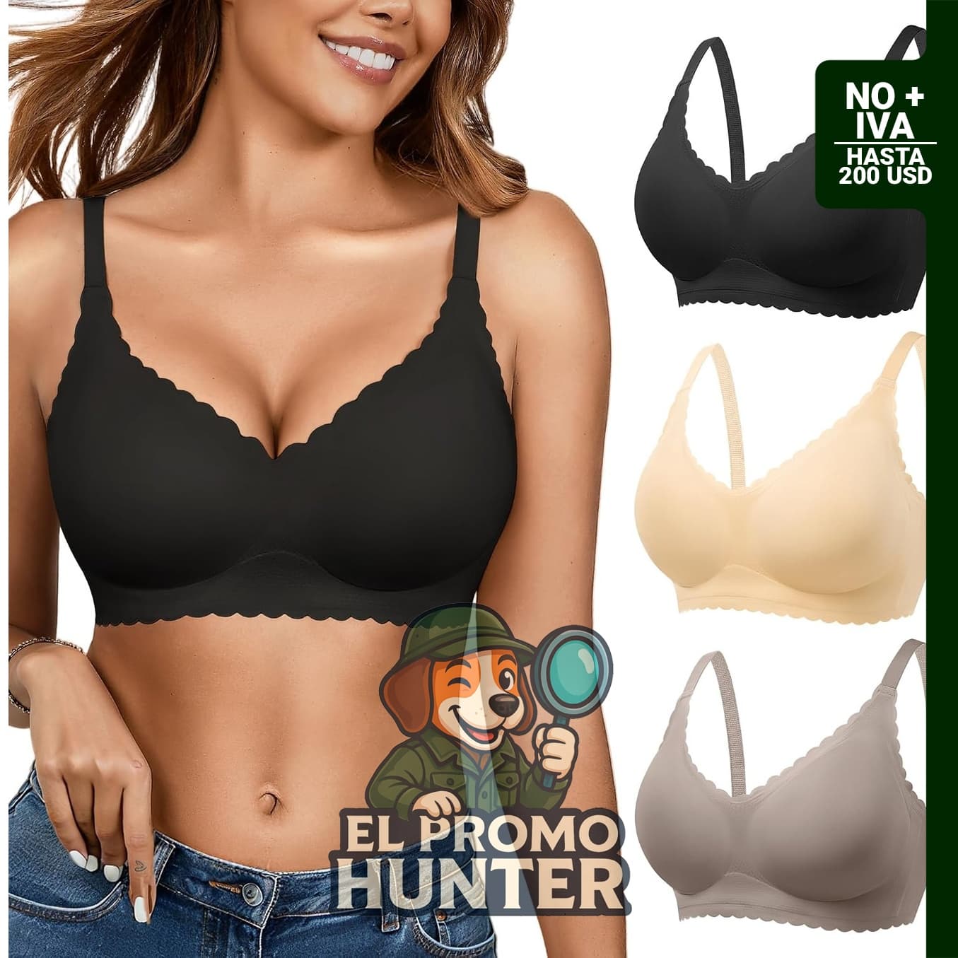 Sujetadores sin costuras de gel para mujer, paquete de 3, inalámbricos y con acolchado.