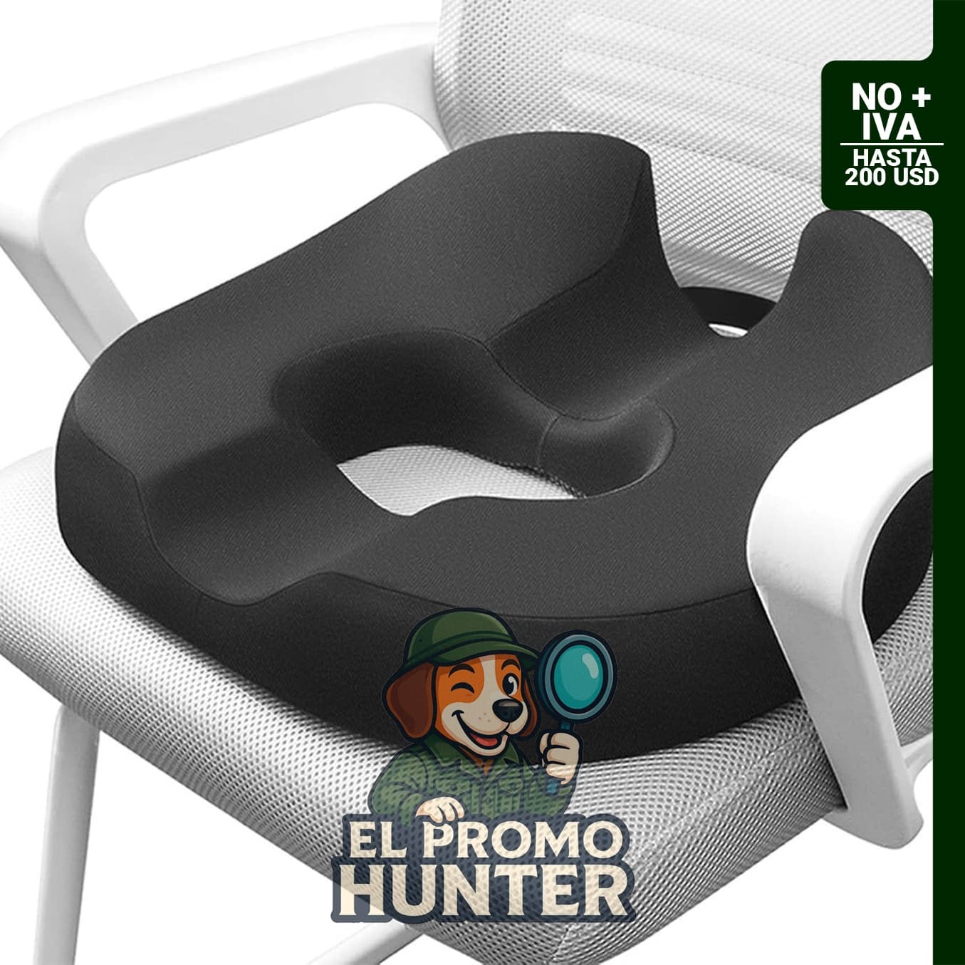 Almohada de rosquilla para alivio de presión en el cóccix, adecuada para diversas condiciones médicas.