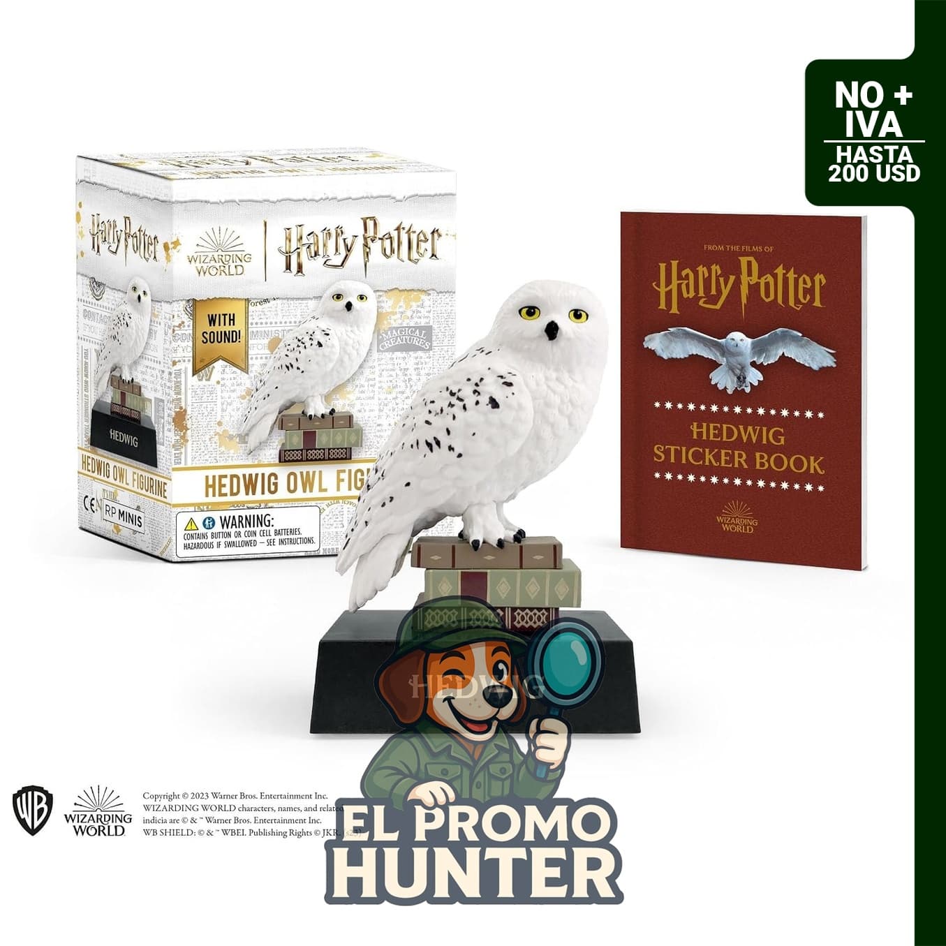 Figura de búho Hedwig de Harry Potter con sonido, tapa blanda.