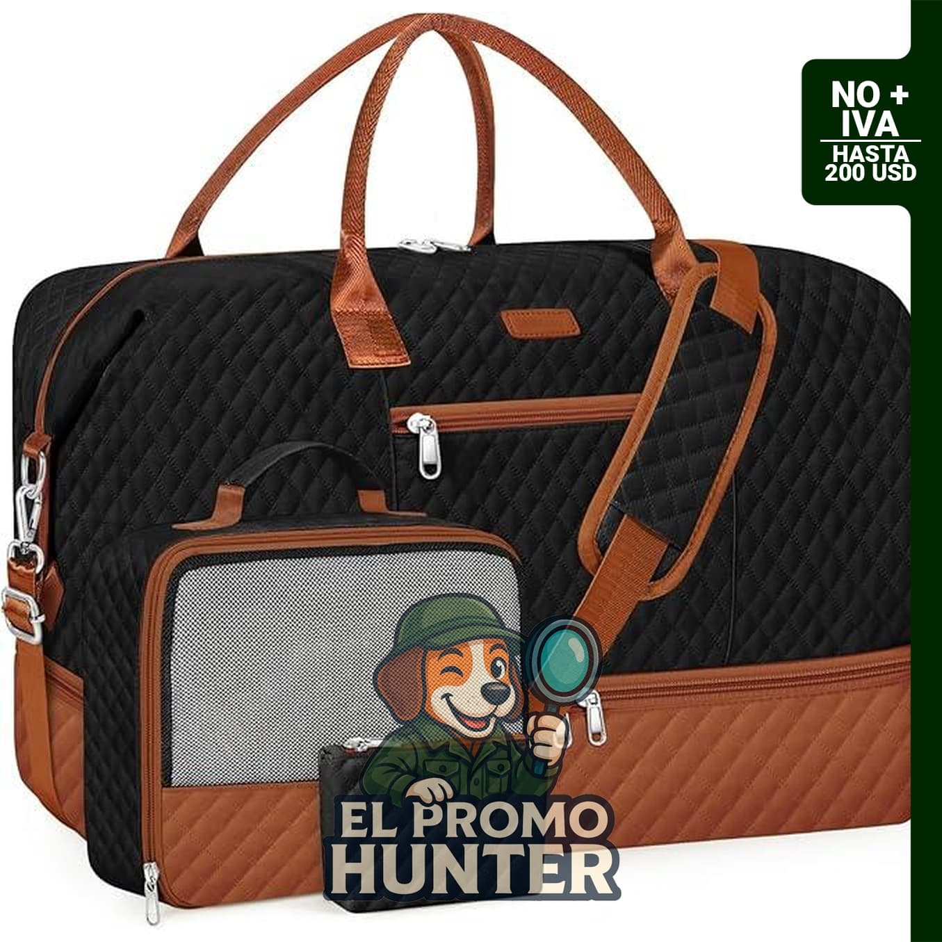 Bolsa de viaje de nailon para mujer, tamaño grande, con compartimento para zapatos.