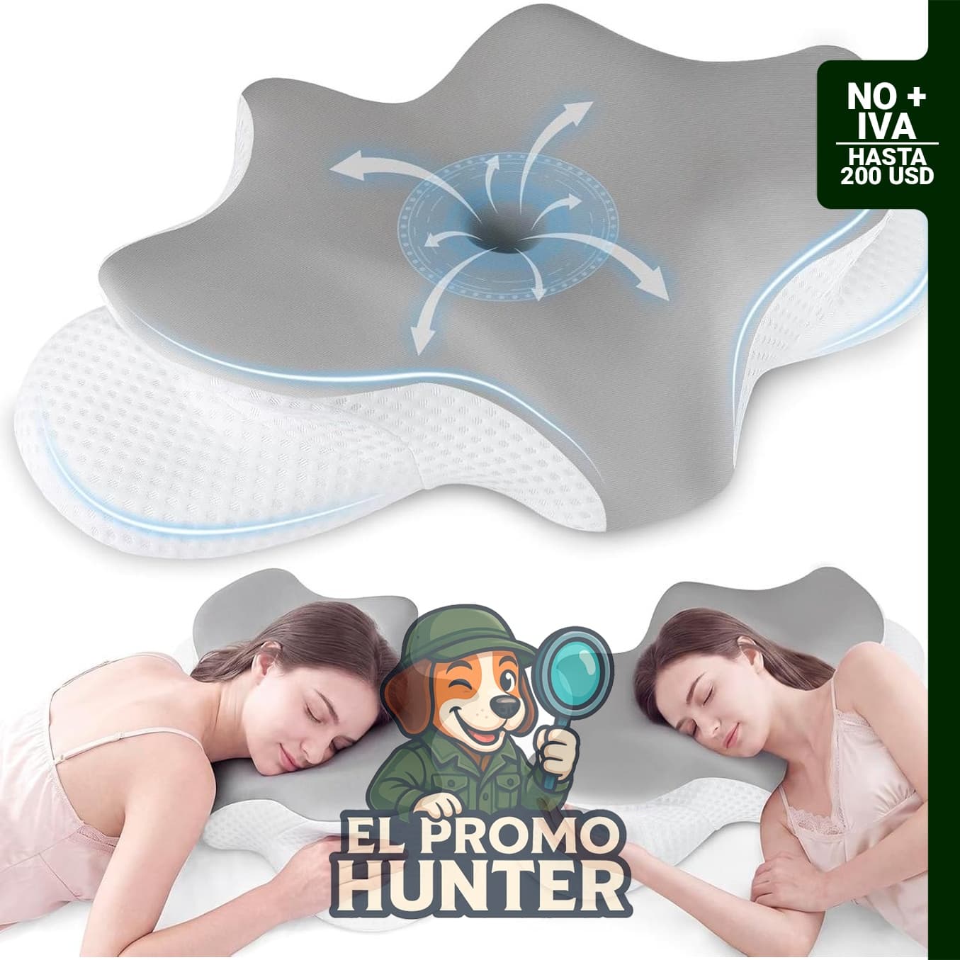 Almohada cervical ergonómica para dormir, contorno para soporte del cuello.