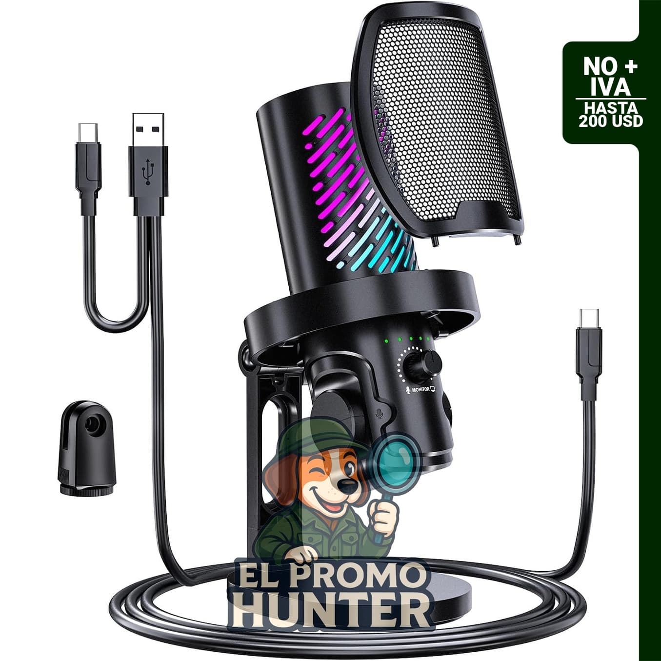 Micrófono USB tenlamp para juegos, transmisión y podcast.