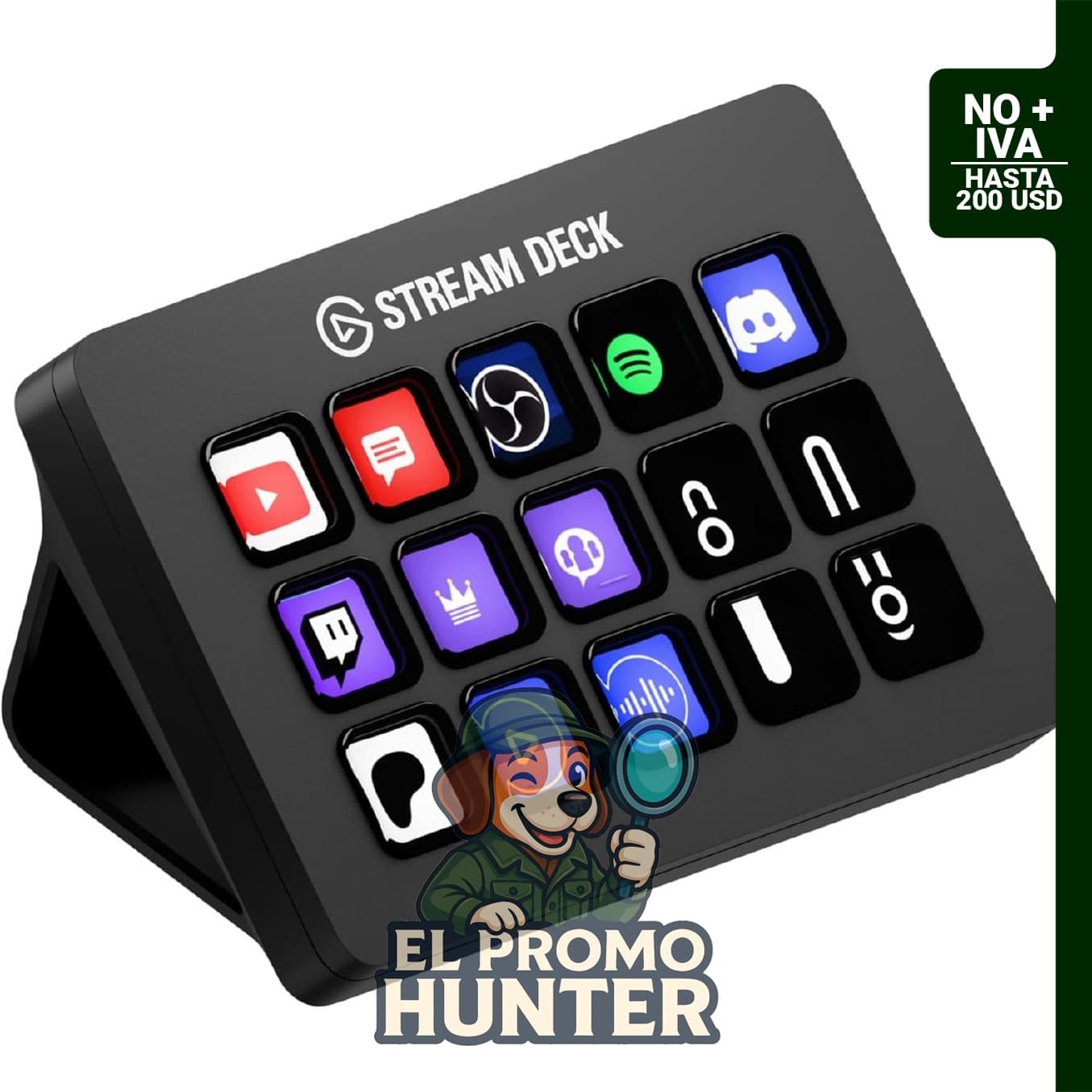 Elgato Stream Deck MK.2, controlador de estudio con 15 teclas macro para activar acciones en software.