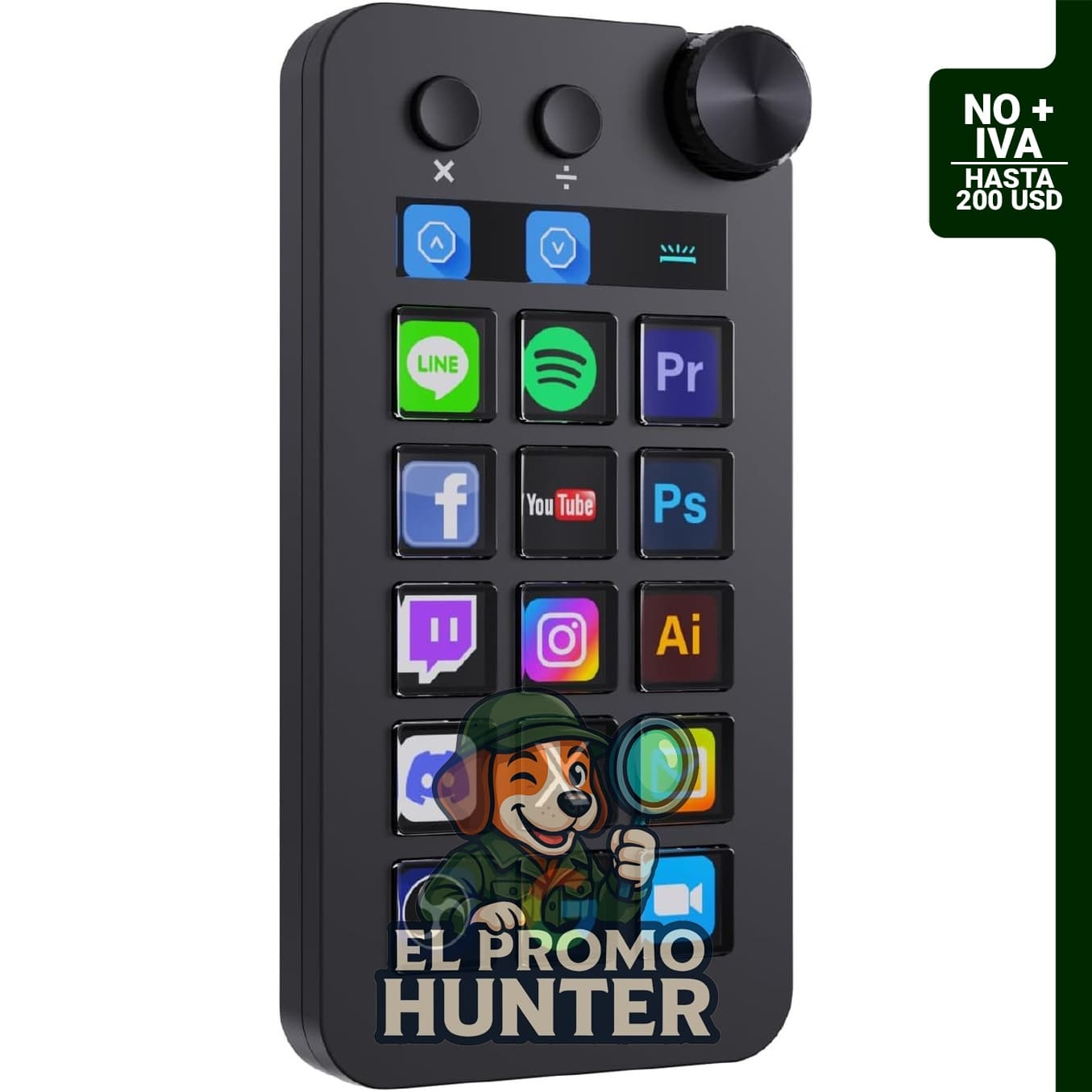 TreasLin VSDinside Stream Controller Deck con 18 teclas macro personalizables para OBS, Twitch y YouTube.