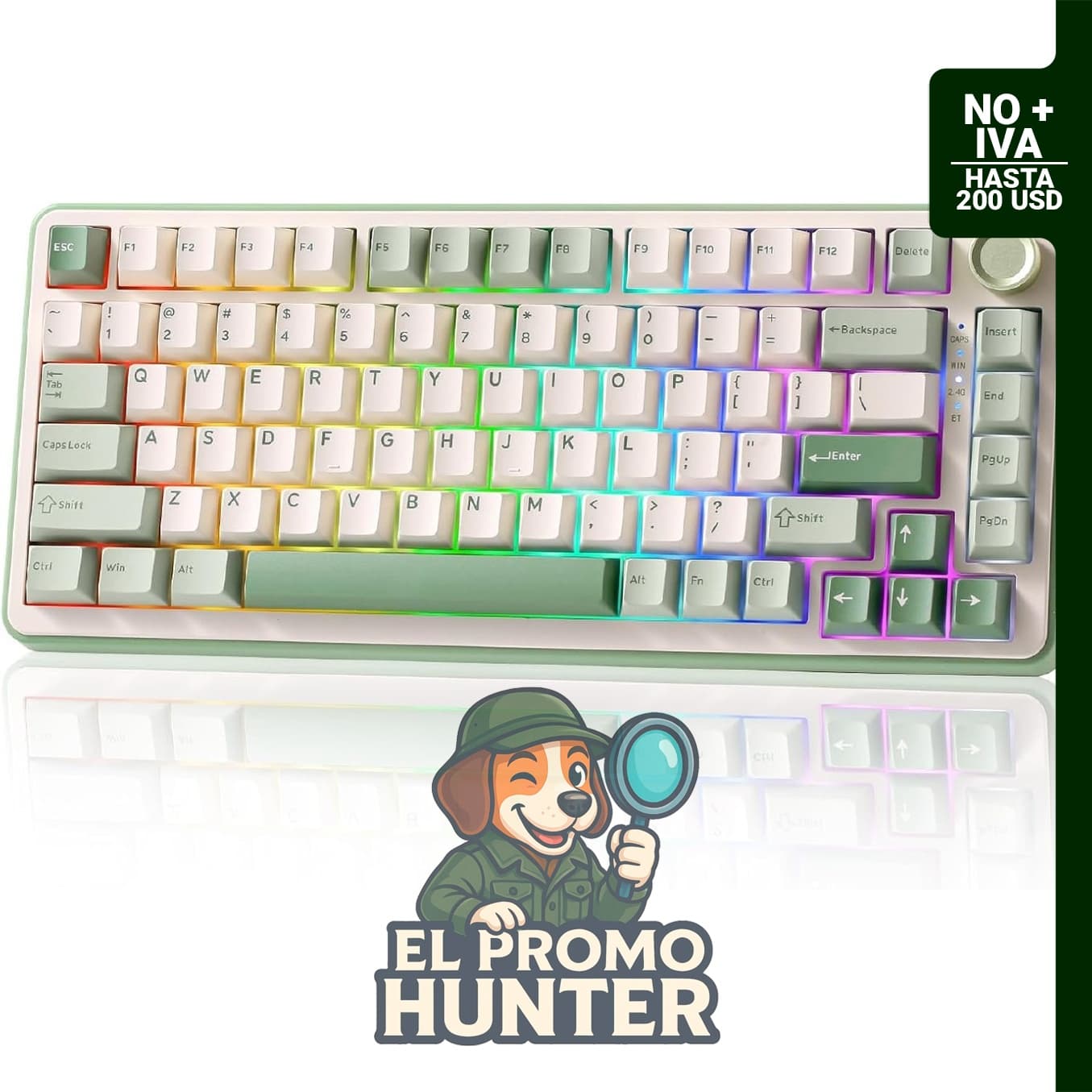 YUNZII Teclado mecánico inalámbrico B75 PRO 75% (verde atcha, cacao V2)
