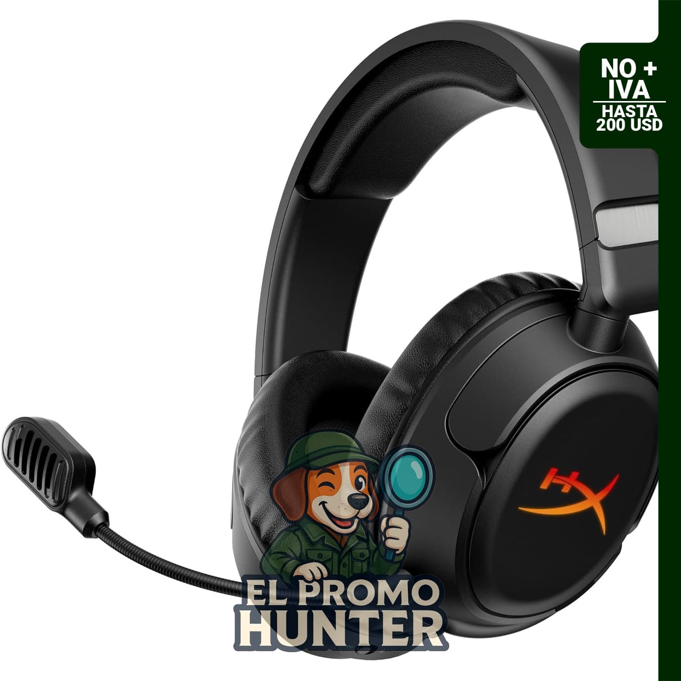 HyperX Cloud Flight 2 – Auricular inalámbrico para videojuegos con iluminación RGB personalizable y placas de orejera removibles.