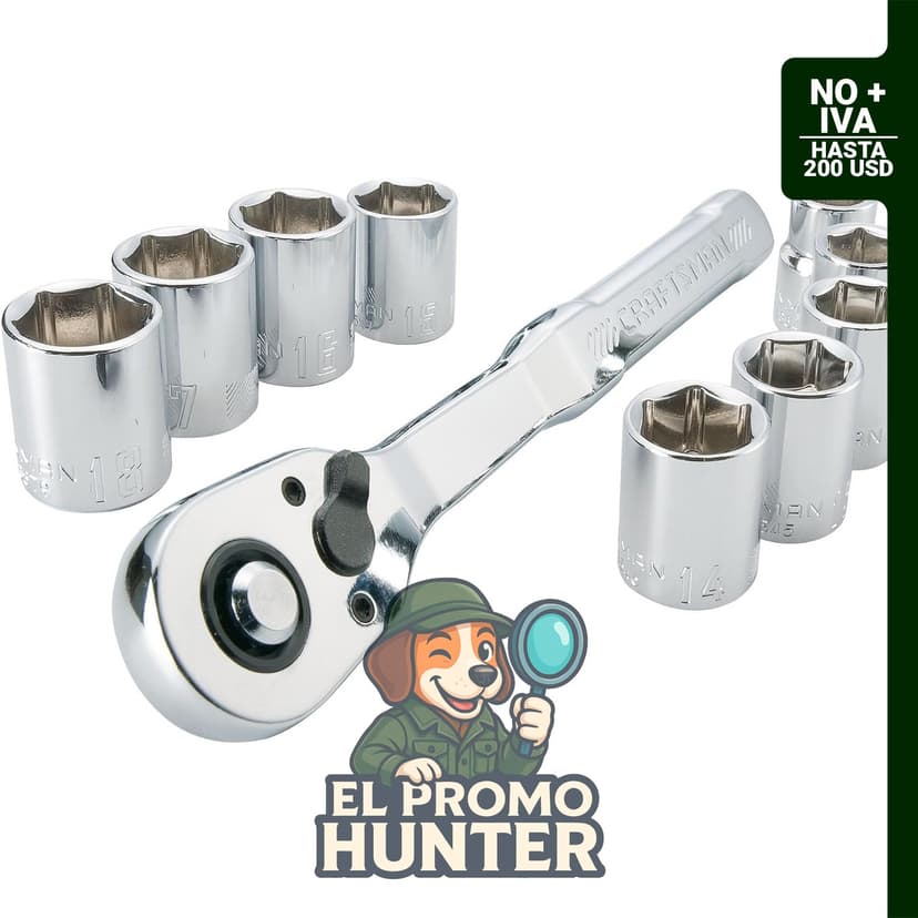 CRAFTSMAN CMMT34564 - Juego de herramientas mecánicas métrico de 10 piezas con transmisión de 3/8".
