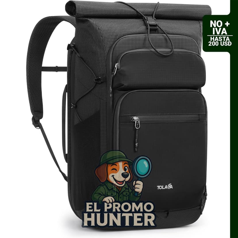 Mochila de viaje Tolaccea Rolltop de 32L, compatible con laptops de hasta 15.6".