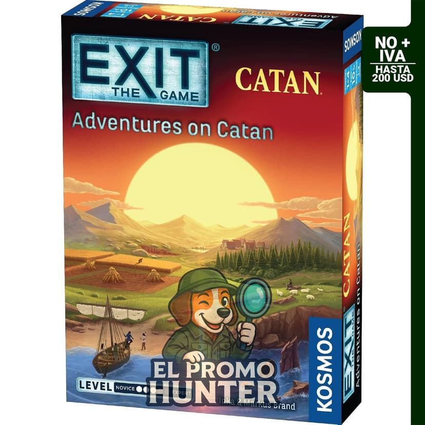 EXIT: El Juego - Aventuras en Catan, juego cooperativo para 1-4 jugadores, recomendado para mayores de 10 años.