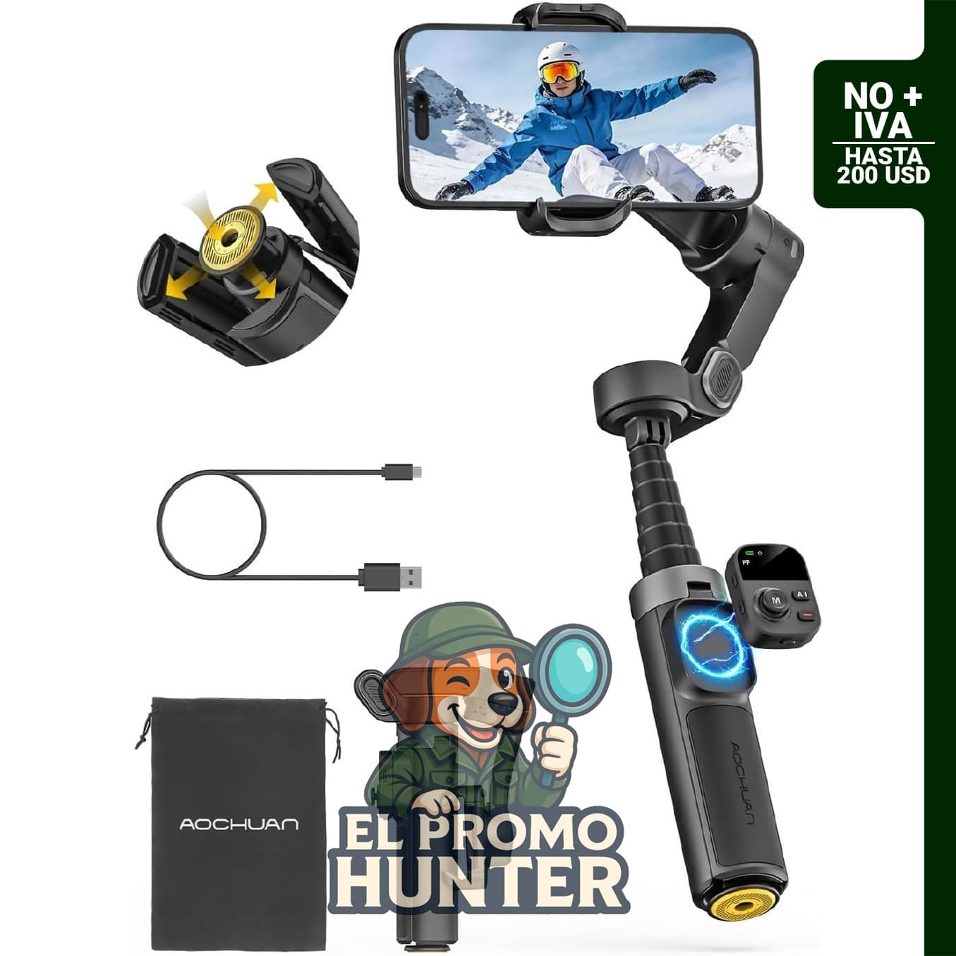 AOCHUAN Smart X3 Gimbal estabilizador de 360° para iPhone.