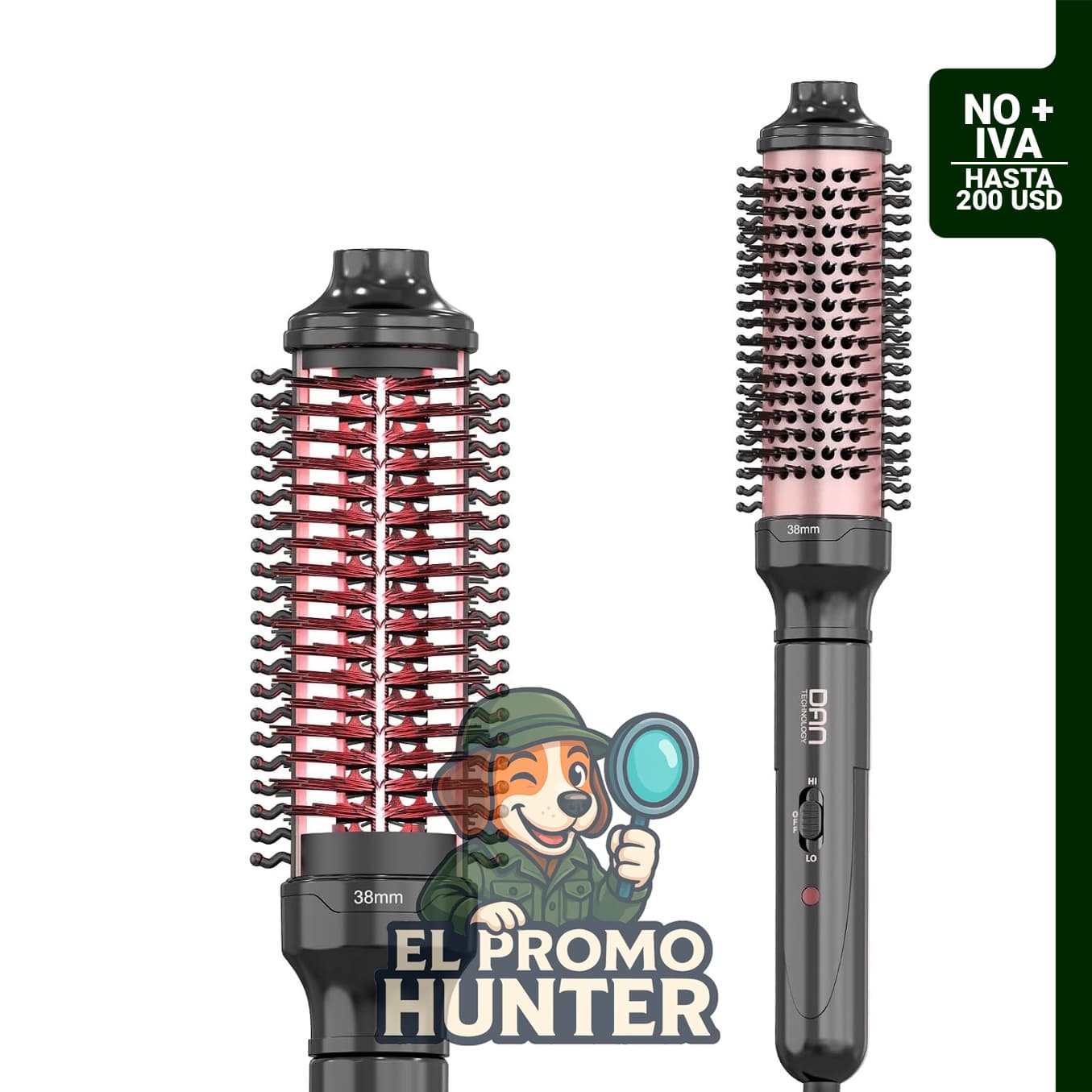 Cepillo térmico redondo de 1,5 pulgadas con doble voltaje.