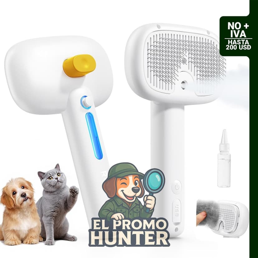 ROJECO Cepillo de vapor para mascotas 3 en 1, peine desenredante para gatos.