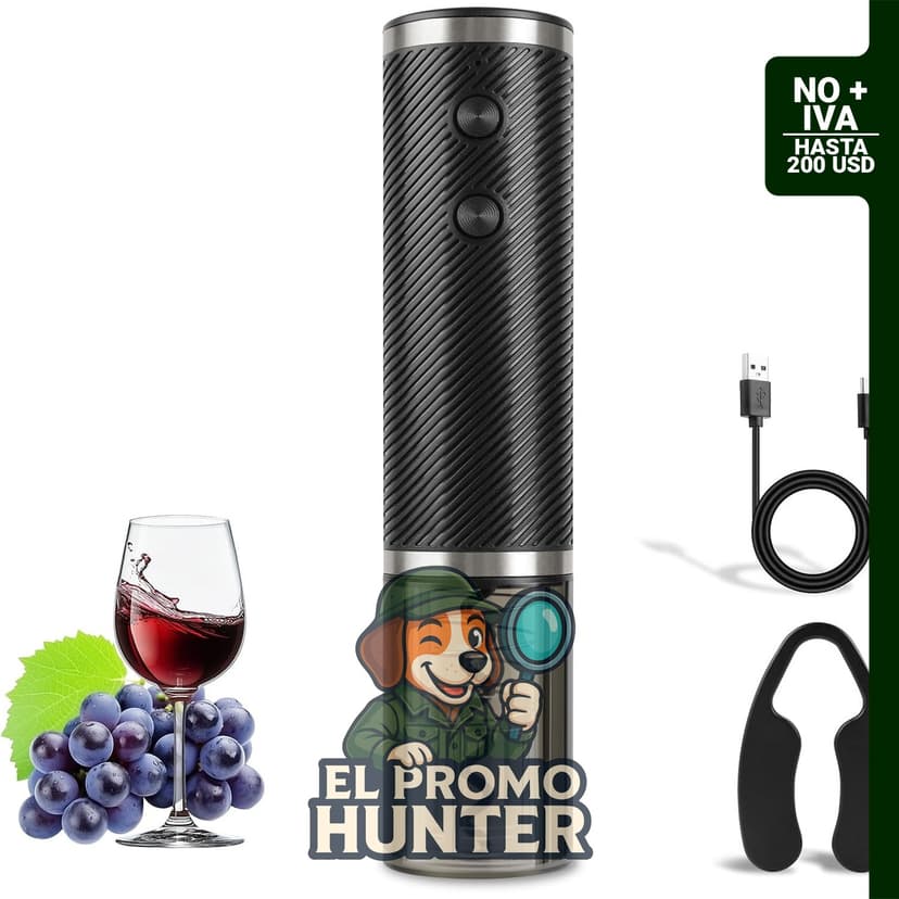 Abrebotellas de vino eléctrico JXAVO, recargable, con cortador de aluminio y carga tipo C.