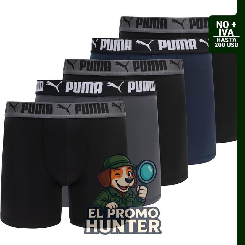 PUMA Paquete de 5 calzoncillos tipo bóxer Performance para hombre.
