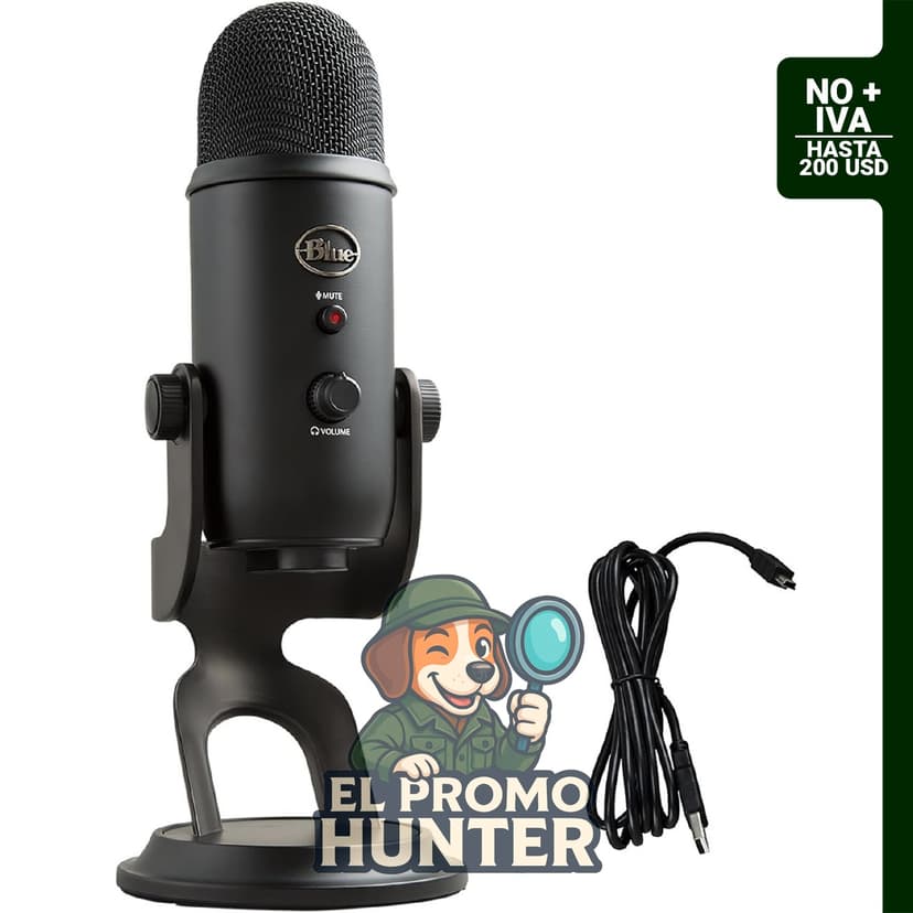 Blue Yeti USB Mic, micrófono con 3 cápsulas de condensador y 4 patrones de captación.
