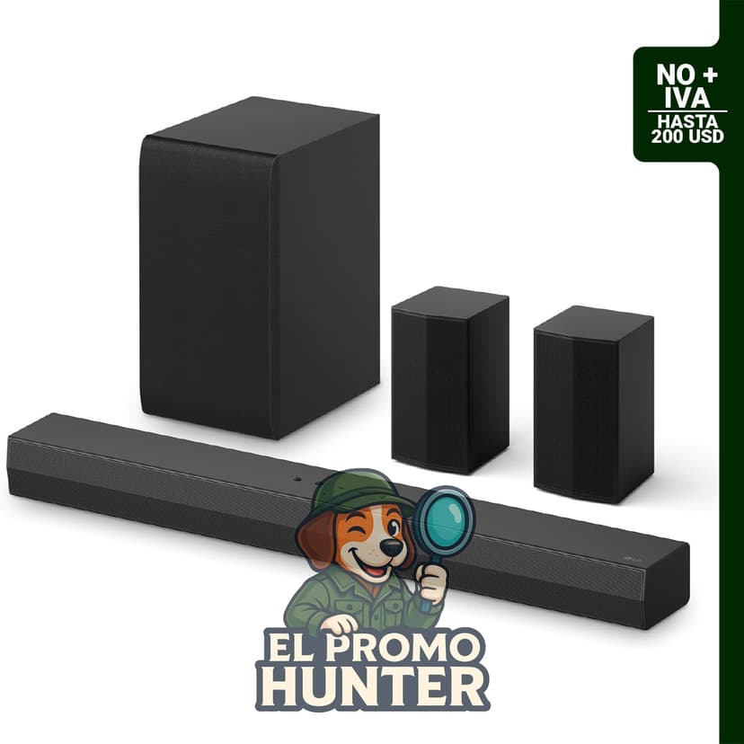 LG S40TR - Barra de sonido de cine en casa 4.1 canales con altavoces envolventes y subwoofer inalámbrico.