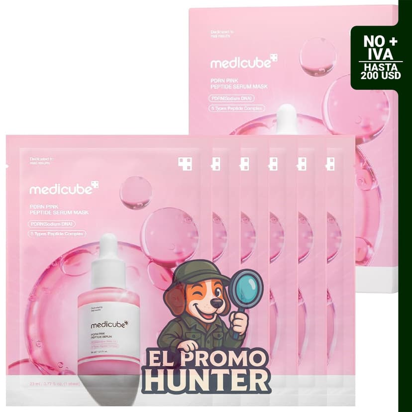 Medicube Máscara de hoja de ampolla de péptido rosa PDRN, 6 unidades.