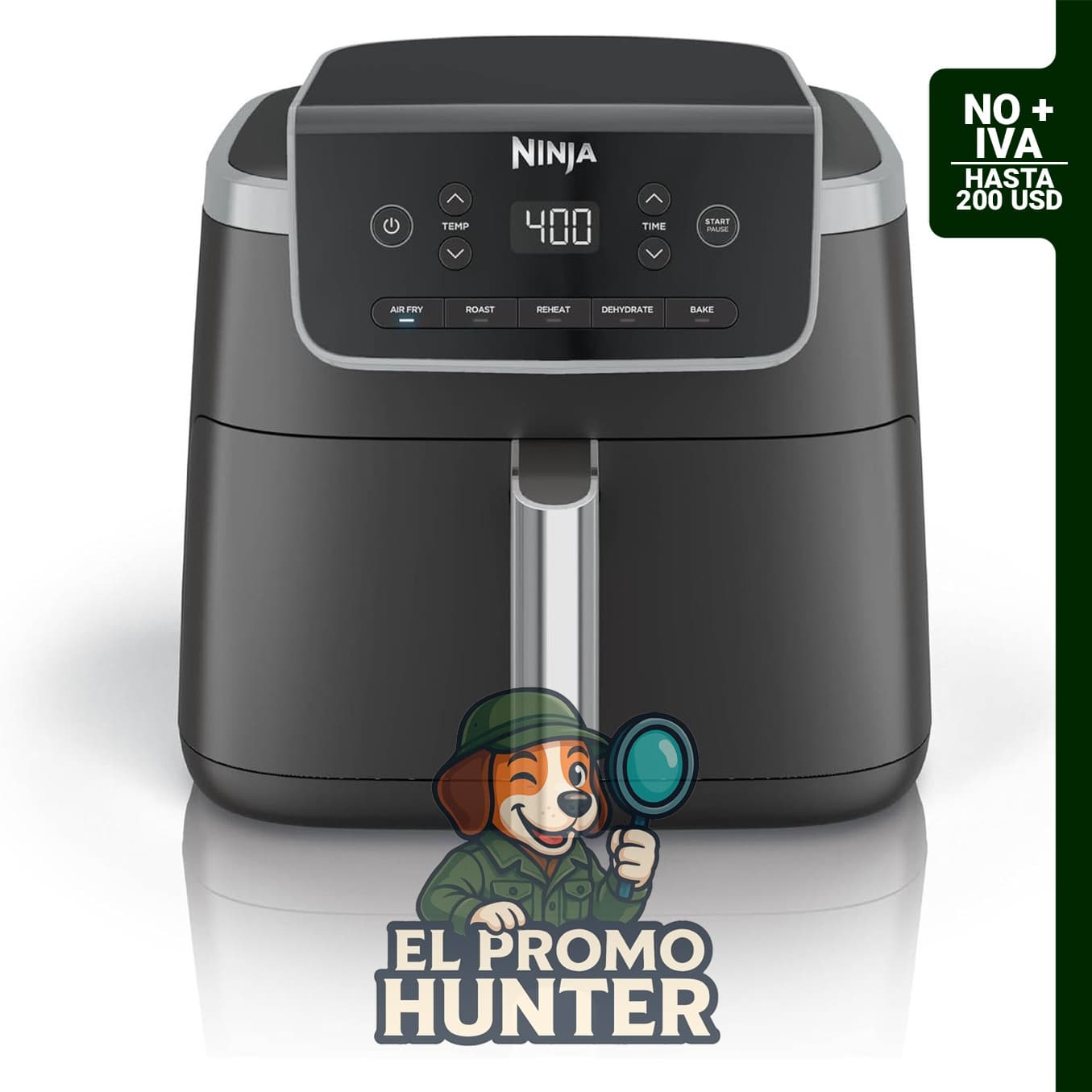 Ninja AF142, freidora de aire de 5 QT, 5 en 1, con tecnología Air Crisp y cesta antiadherente.