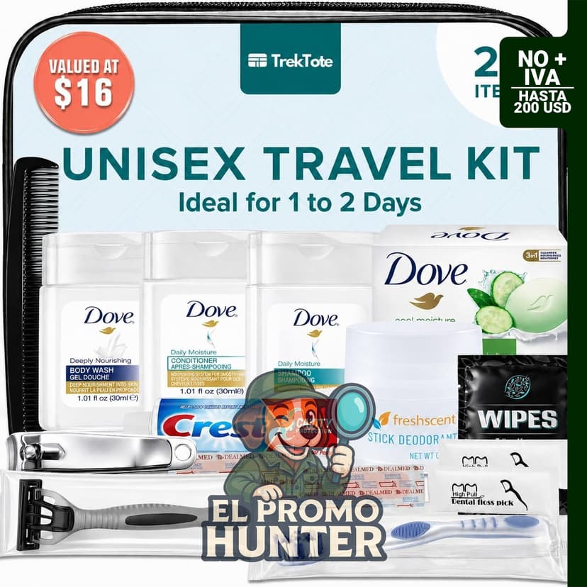 Kit de higiene esencial de viaje, bolsa de aseo aprobada.