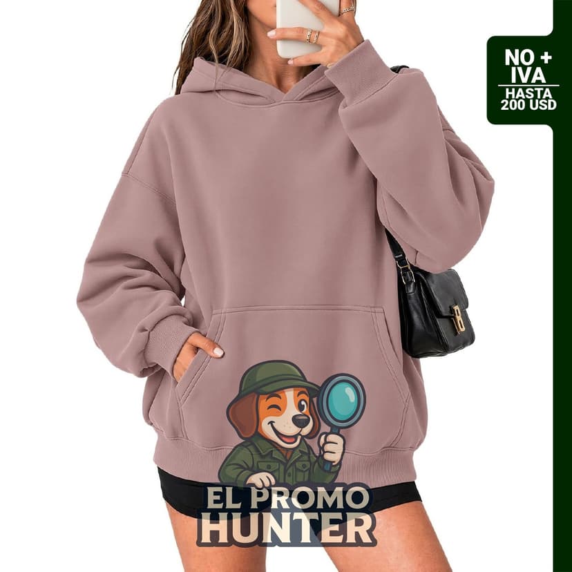 Sudadera con capucha de gran tamaño para mujer, de forro polar, manga larga, con bolsillo.