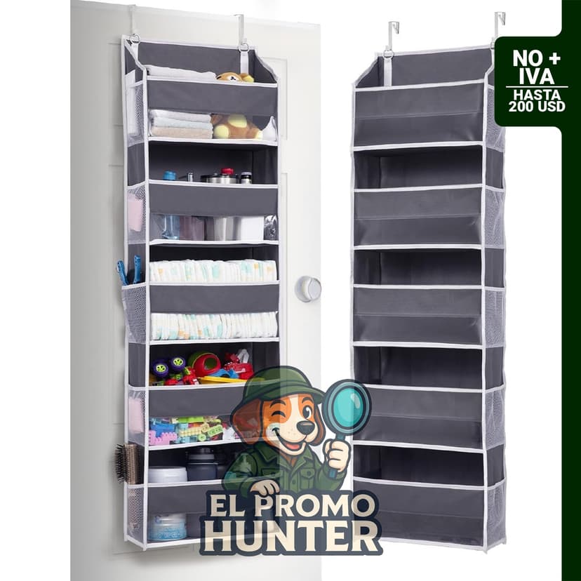 ULG organizador sobre puerta con 5 bolsillos grandes y 10 de malla, capacidad de 20 kg.