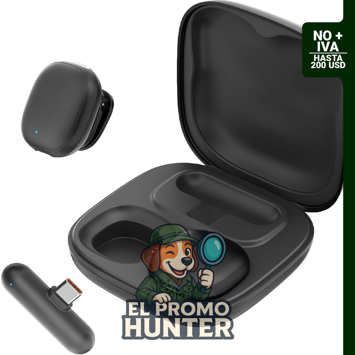 Micrófono Lavalier inalámbrico para iPhone 16, 15 y Android, con cancelación de ruido y estuche de carga.