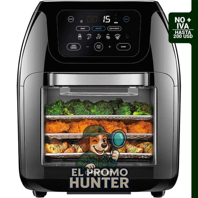 CHEFMAN Freidora de aire digital multifuncional, asador, deshidratador y horno de convección con 17 ajustes preestablecidos.